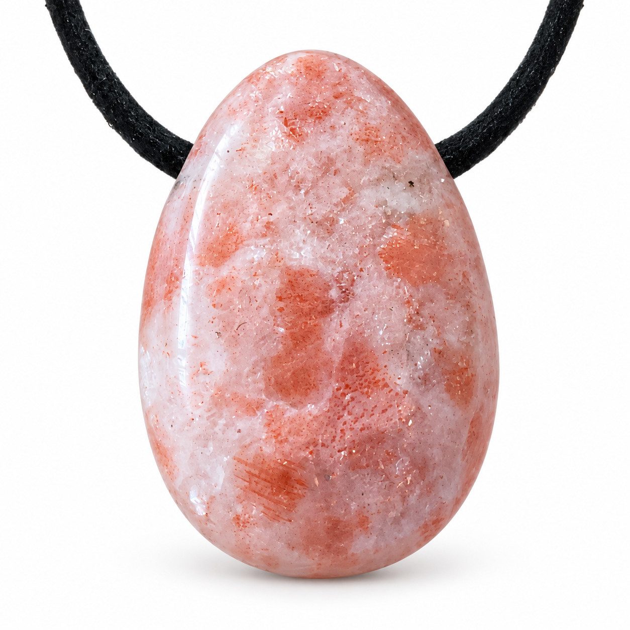 Steinfixx® Amulett Set Sonnenstein Tropfenanhänger (30x20mm, 1-tlg., AAA-Qualität aus Indien), incl. 80 cm Wildlederband, Geschenkverpackung, Edelsteinkarte