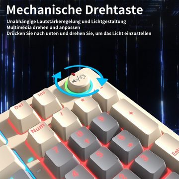 BUMHUM Nicht deutsche Tastatur Echte mechanische Tastatur,RGB-Beleuchtung Gaming-Tastatur (Zweifarbige Doppel- und Dreifarbige RGB-Gaming-Tastatur mit Kabe)