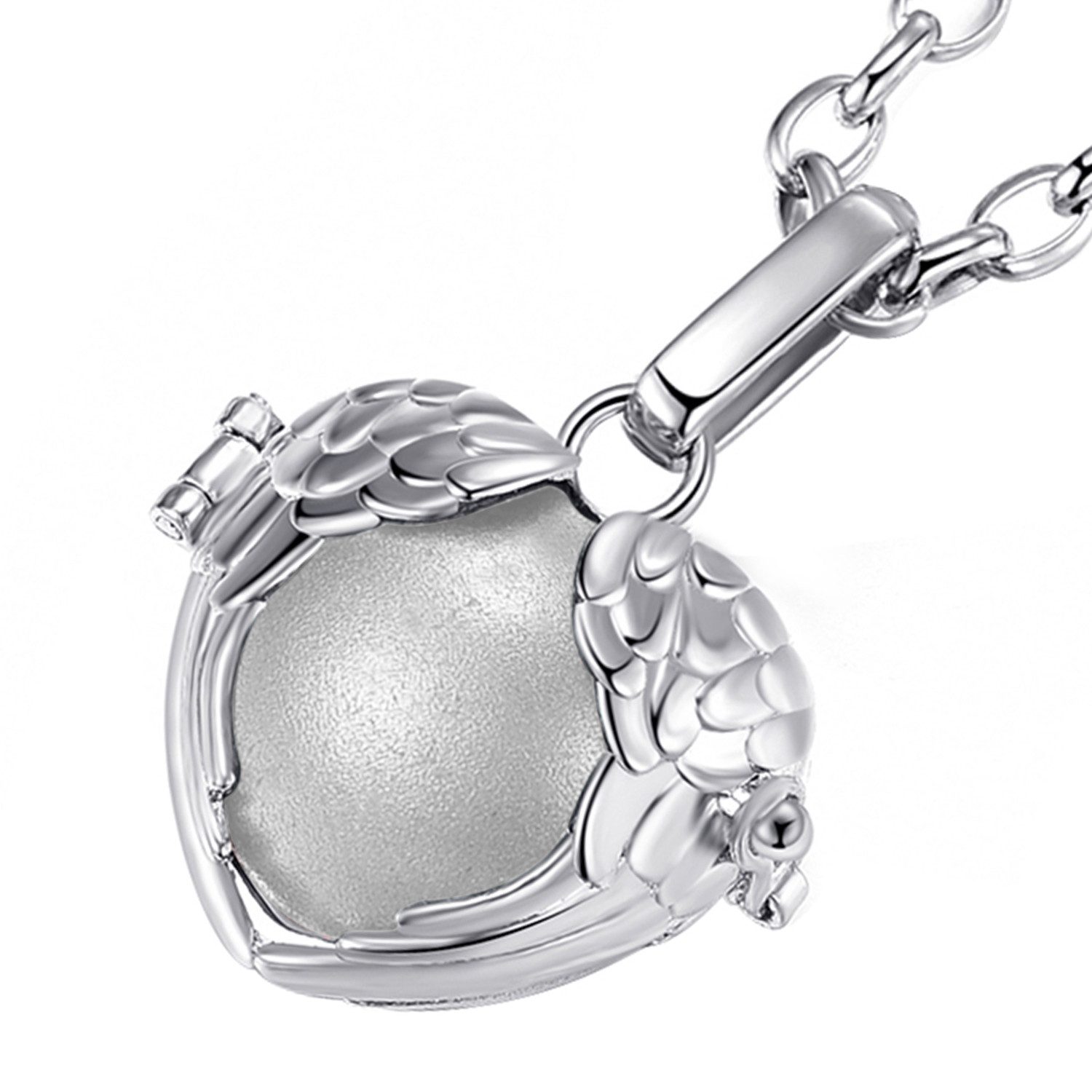 Morella Kette mit Anhänger Morella Damen Halskette mit Engelsflügel Anhänger und Klangkugel (2-tlg., Kette inkl. Klangkugel und Samtbeutel), Samtbeutel
