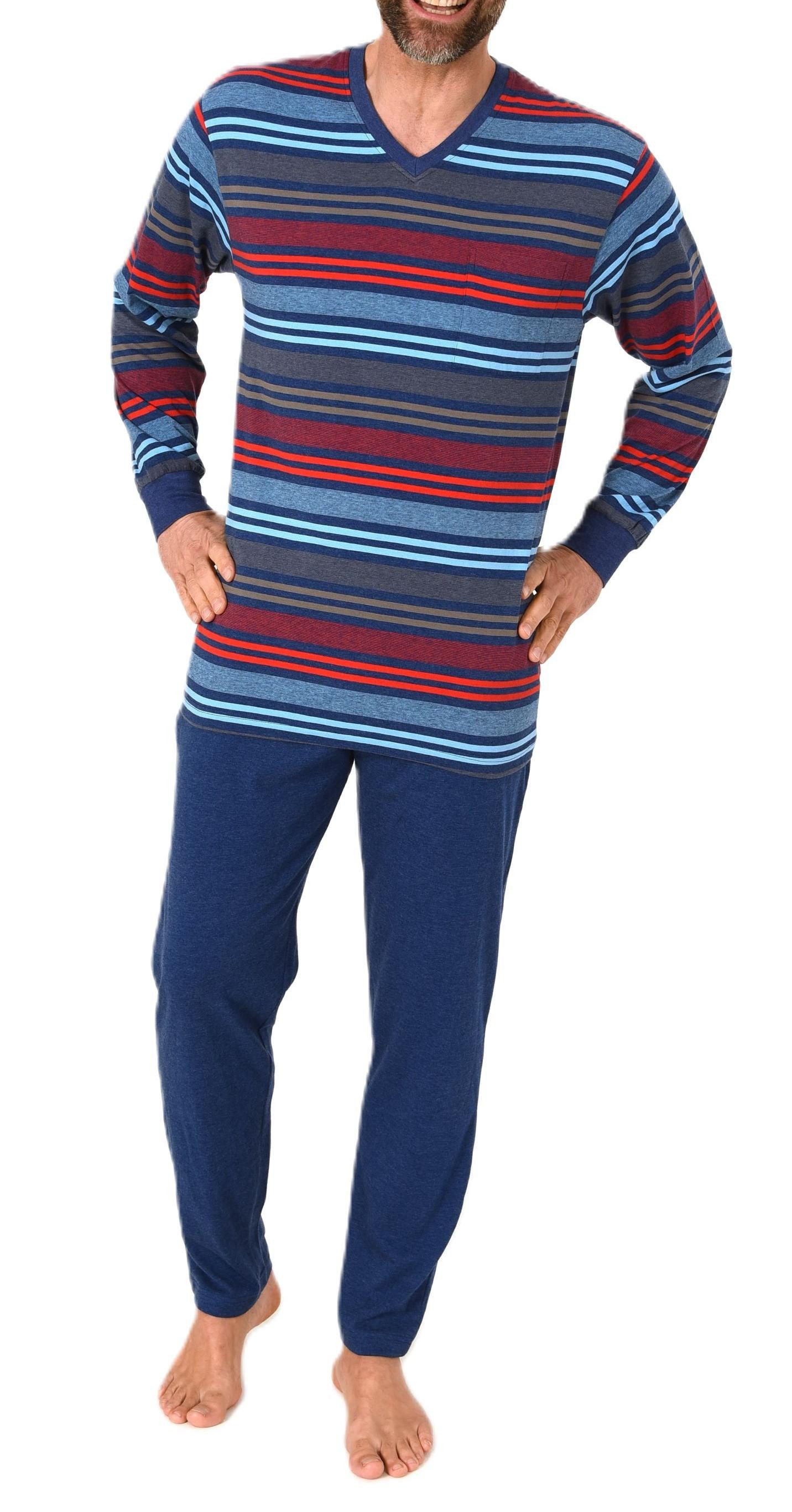 Normann Pyjama Herren Schlafanzug mit Bündchen in Streifenoptik - auch in Ü günstig online kaufen
