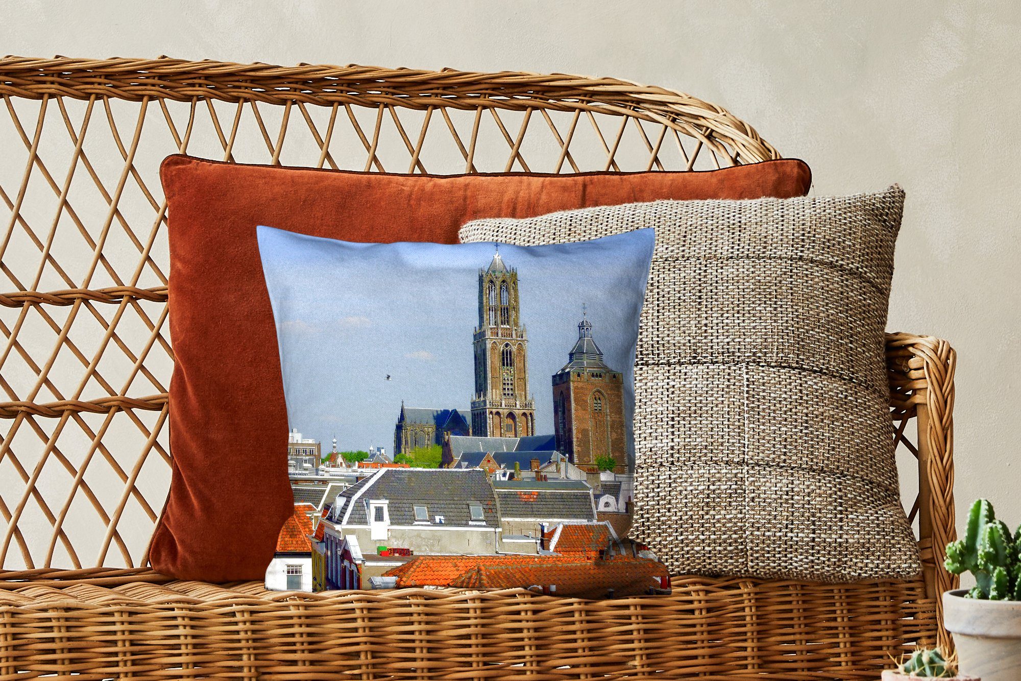 Schlafzimmer, mit Zierkissen MuchoWow Füllung Stadt - Dekokissen Deko, - Domturm, für Wohzimmer, Sofakissen Utrecht