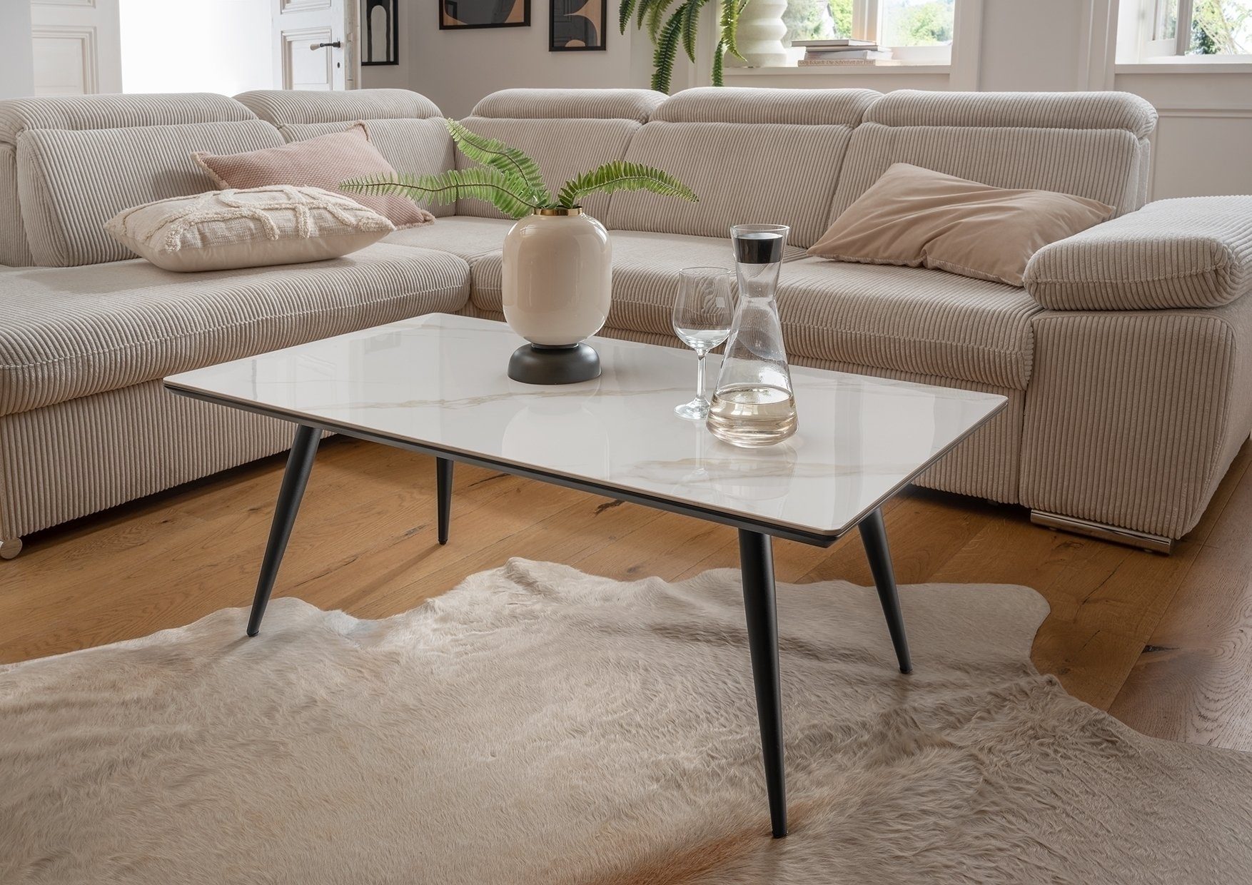 Concept GmbH Couchtisch in Keramik Hochglanz - 60x110x42x60 (LxBxHxT)