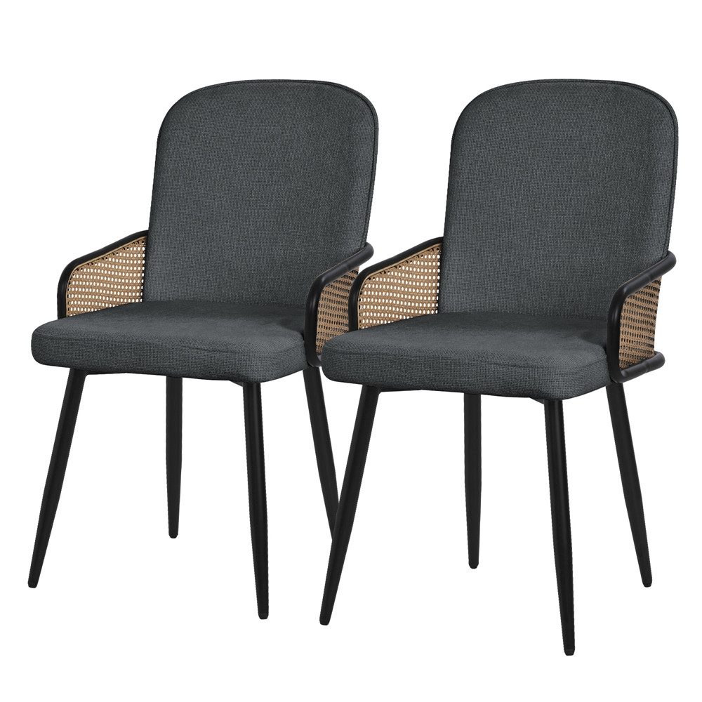 ML-DESIGN Polsterstuhl Esszimmerstühle mit Armlehne & Rückenlehne Ergonomische moderne Design (2 St), Armlehnstuhl mit Metallbeine 2er Set Anthrazit Lounge Sessel bis 120kg