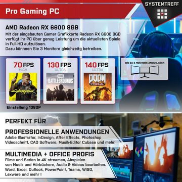 SYSTEMTREFF Basic Gaming-PC-Komplettsystem (24", AMD Ryzen 7 5700X, Radeon RX 6600, 32 GB RAM, 1000 GB SSD, Windows 11, WLAN)