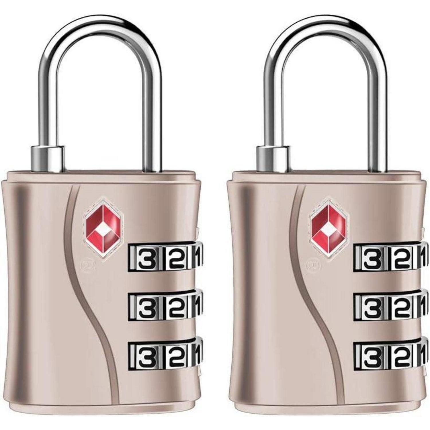 LuxusKollektion TSA-Vorhängeschloss TSA Kofferschlösser 3-Stellige Zahlen Roségold 2er Set
