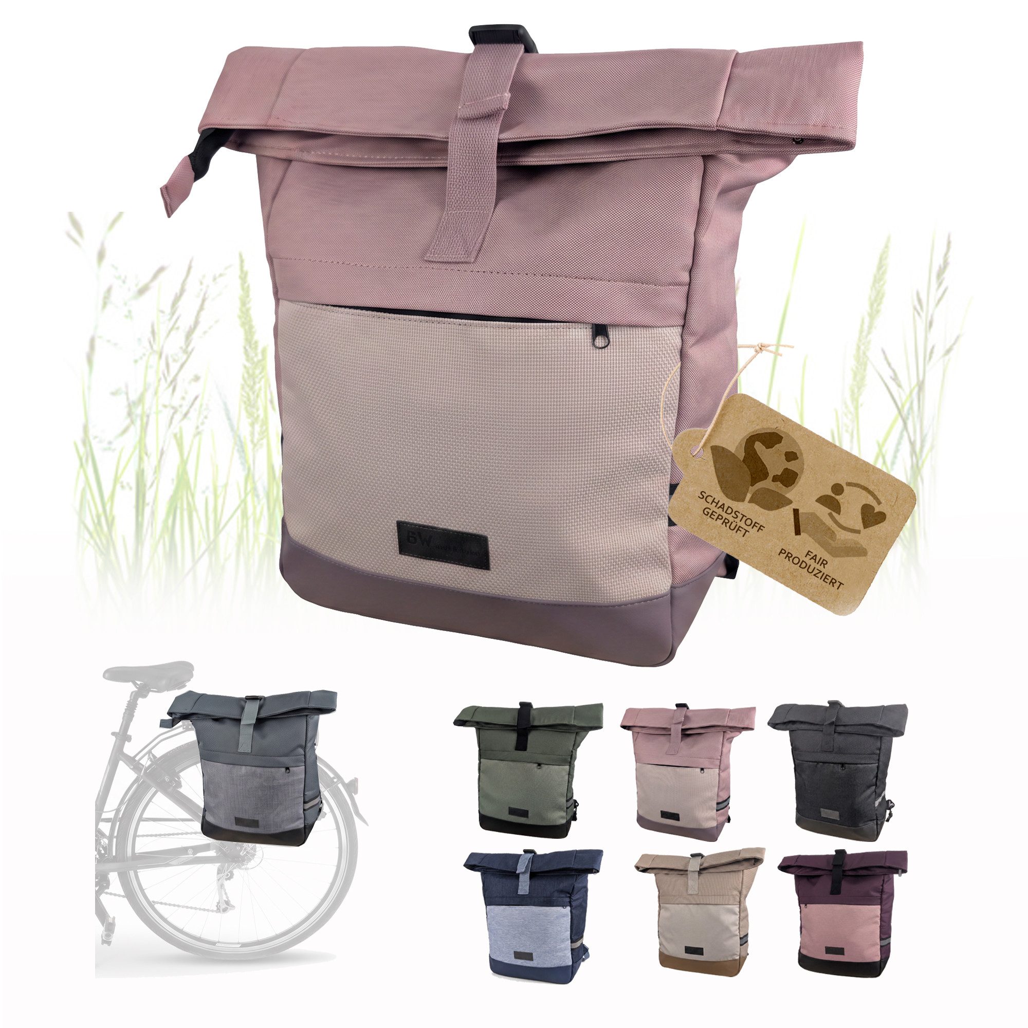BambiniWelt by Rafael K. Fahrradtasche Fahrradtasche Gepäckträgertasche 2in1 Rucksack 20L M2, Gepäckträgertasche und Rucksack