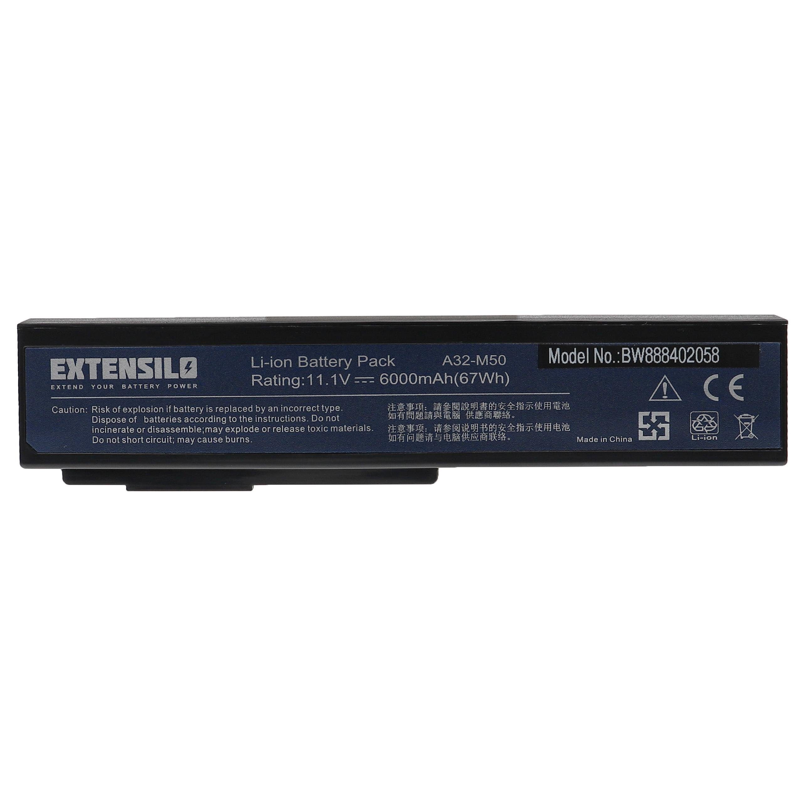 Extensilo passend für Asus X55S, X55, Pro64, Pro64j, Pro64v, Vx5-b, Vx5-a1b, Laptop-Akku 6000 mAh