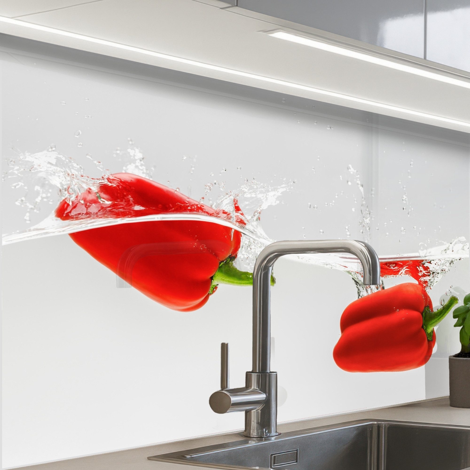 KitchenYeah Küchenrückwand Muster selbstklebend (keine Folie) Splash - Gemüse - Rot, (1-tlg), Spritzschutz, Küche, Rückwand, Küchenwand, Küchenfront, 30x20 cm