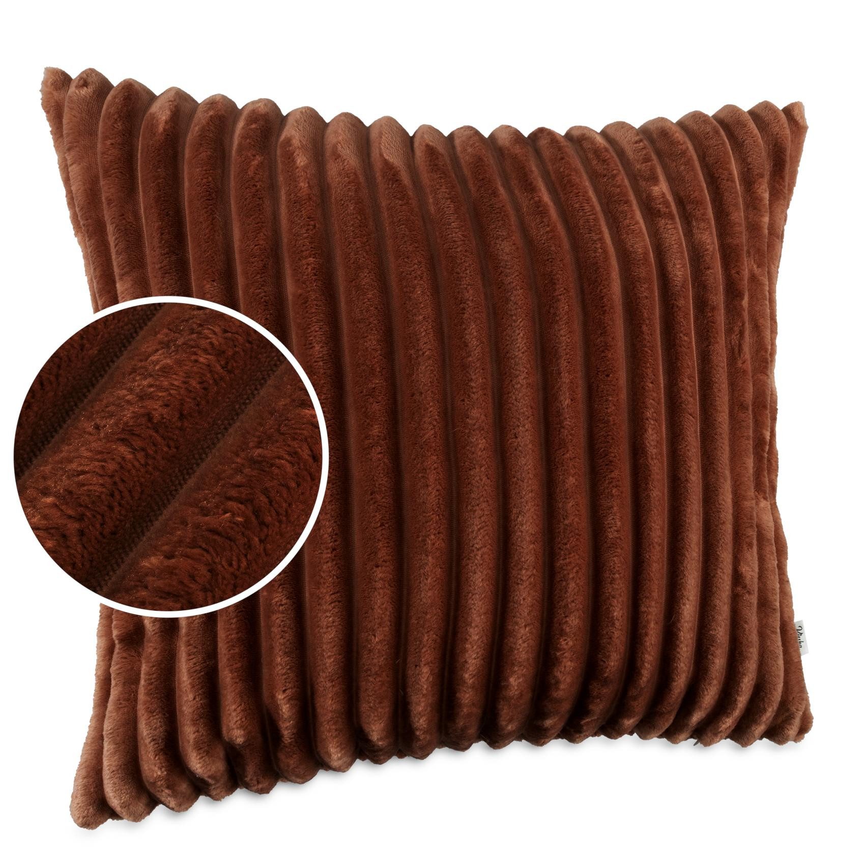 Kisska Dekokissen LILLI BIG CORD Velour Ambiente dekorieren, Kissenüberzug ohne Füllung BIG-Cord UNI 40x40cm Einfarbig Kupfer