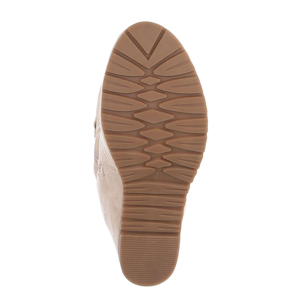Ital-Design Elegante Chelsea-Boots für Damen mit modernen Details Overkneestiefel (90851865) Keilabsatz/Wedge Stiefel in Beige
