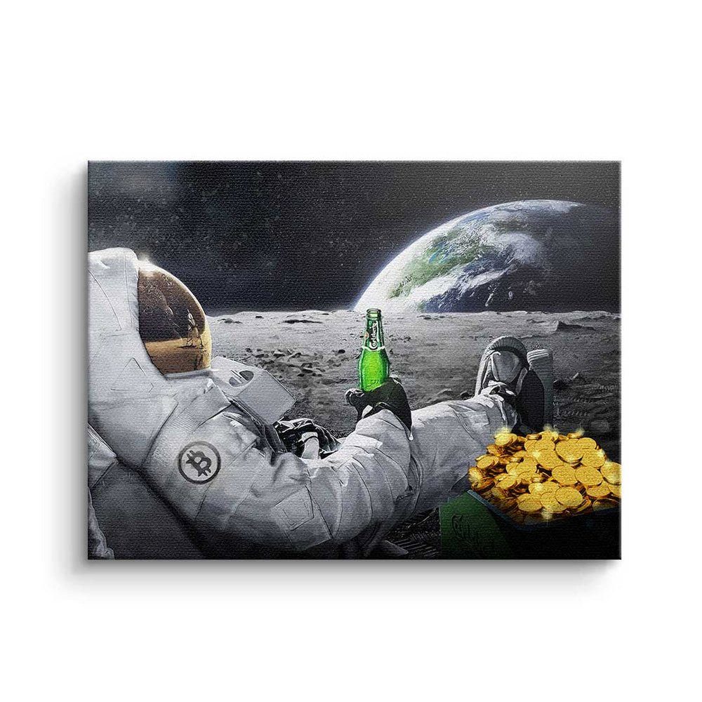 Astronaut schwarzer DOTCOMCANVAS® Crypto - Lifestyle, Rahmen Premium Leinwandbild Trading Bitcoin Leinwandbild Bitcoin Astronaut - - Lifestyle