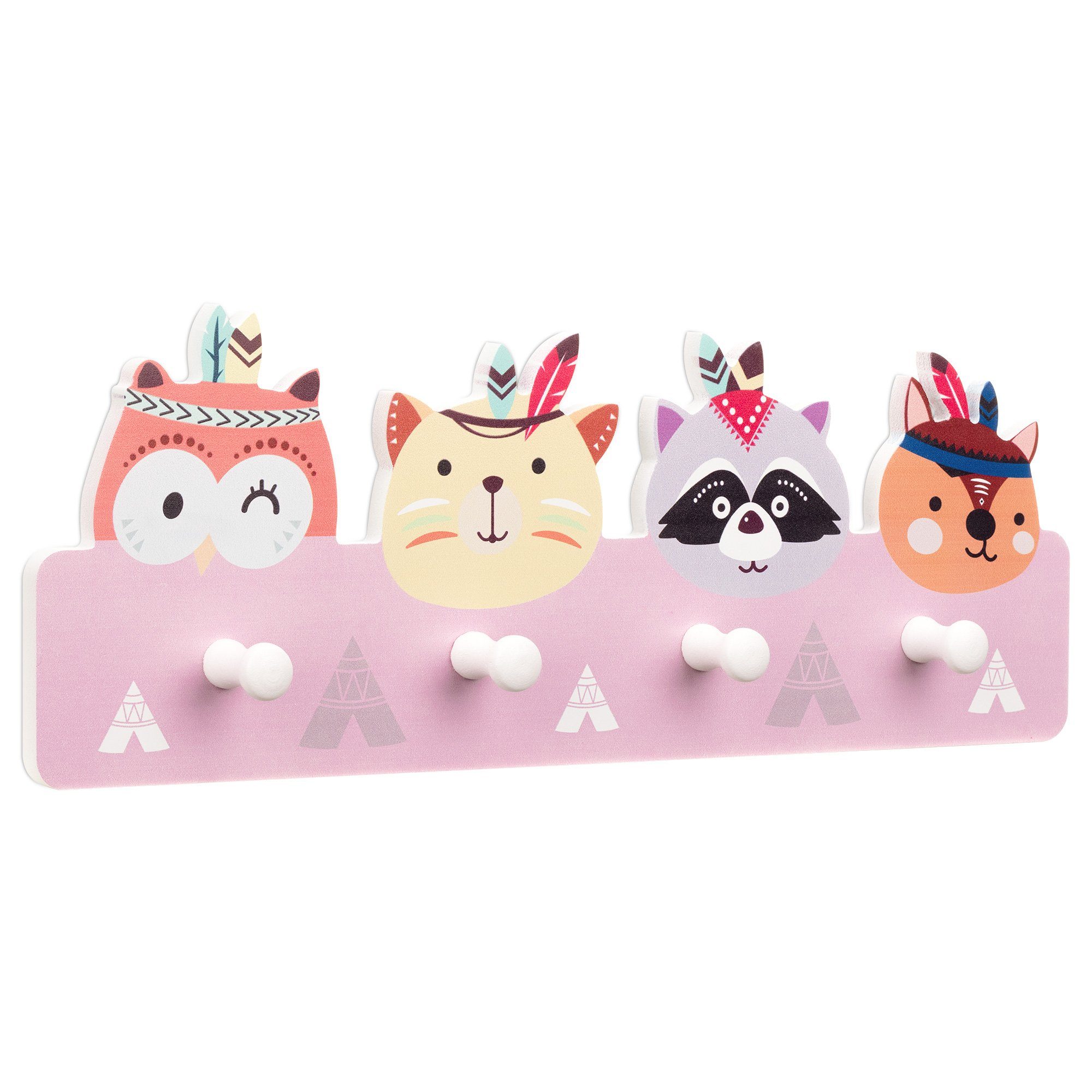 Navaris Garderobenleiste Garderobe für Kinderzimmer - mit Tier-Design und 4 günstig online kaufen