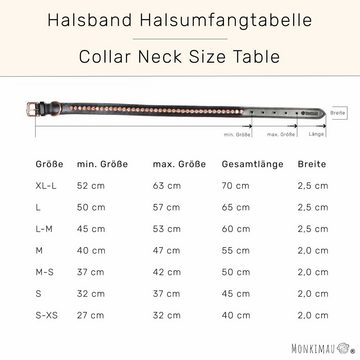 Monkimau Hunde-Halsband Hundehalsband Leder Halsband Hund schwarz mit rosegold Kristallen S-XS, Leder