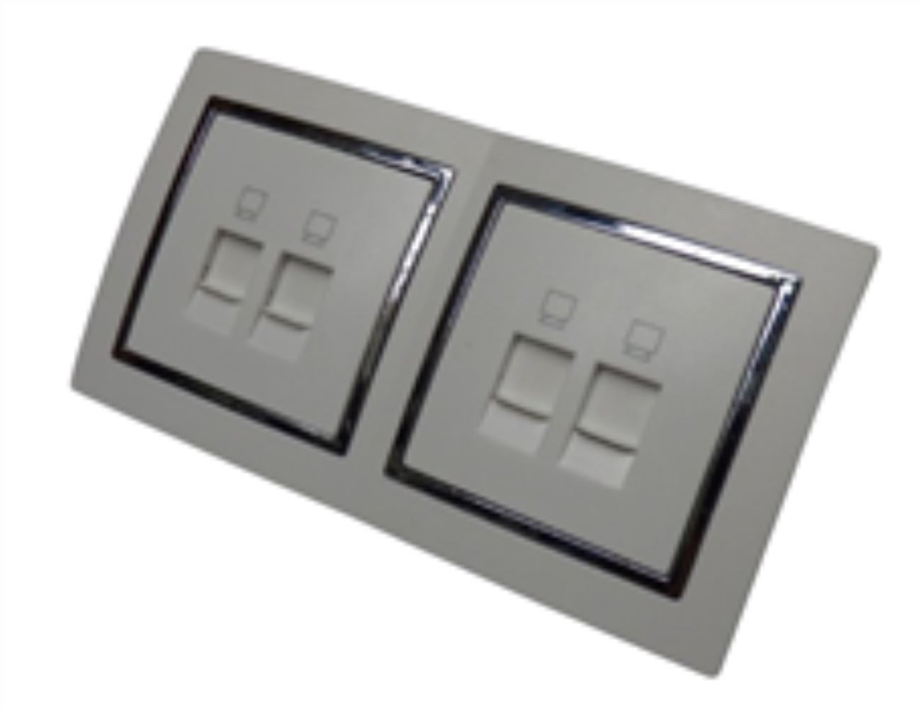 Lichtideen Schalter 9554 Levina S 2-er Netzwerk Dose silberner Rand (Taster, Schalter, Anennendose, Steckdose mit USB lieferbar)