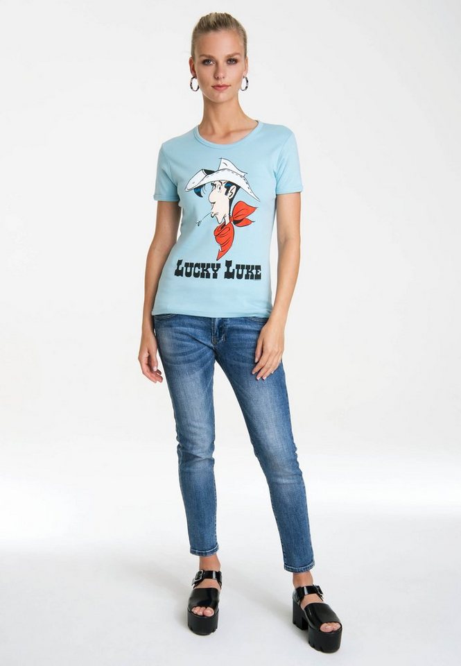 LOGOSHIRT T-Shirt Lucky Luke Portrait mit coolem Print, Angenehmer Rundhals  für einen zeitlosen Look
