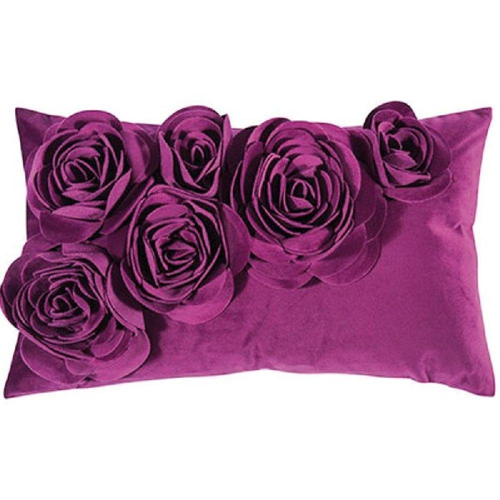 PAD Dekoobjekt Kissenhülle Samt Floral Berry Violett (30x50cm)