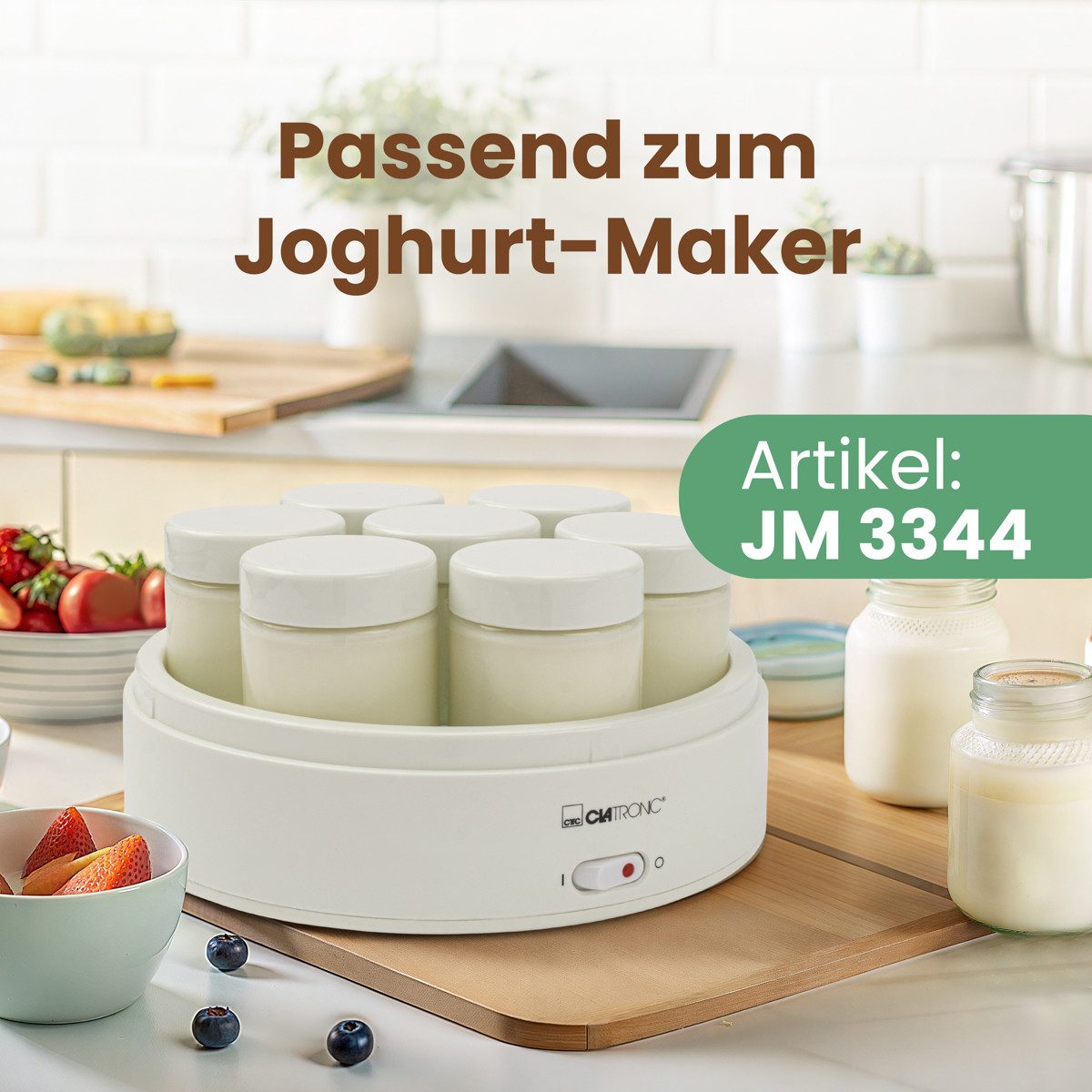 CLATRONIC Joghurtgläser Ersatzgläser JM 3344, JM 1025, Ersatzgläser für Joghurt-Maker JM 3344, JM 1025