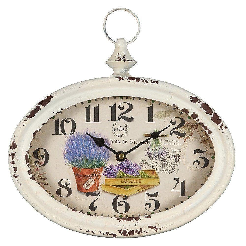 Linoows Uhr Wanduhr Lavendel im französischem Landhausstil 28 cm