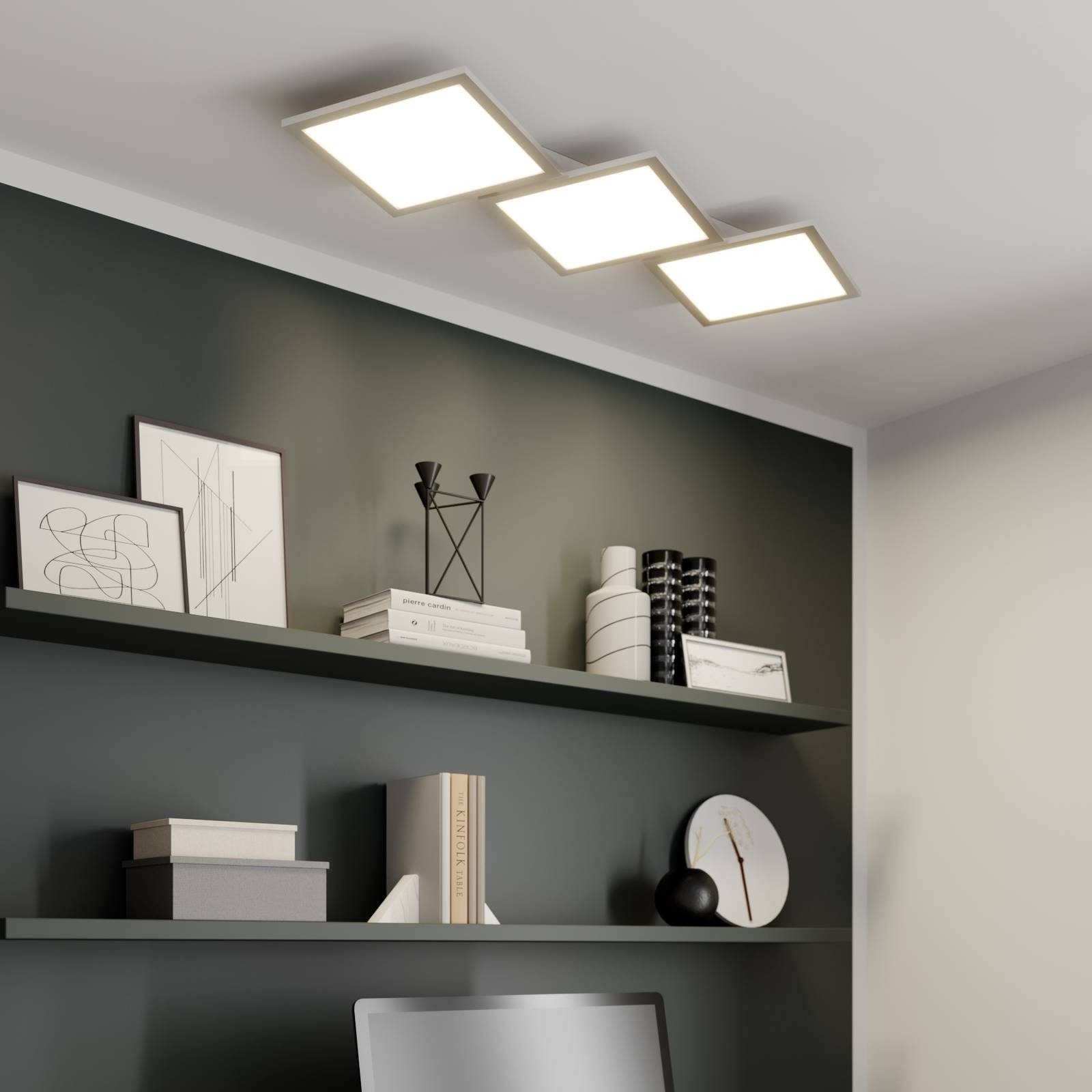 Lucande LED flammig, Farbwechsel Aluminium, 1 Modern, Ilira, tageslicht, LED-Leuchtmittel Deckenleuchte weiß, verbaut, silber, Kunststoff, dimmbar, / inkl. warmweiß fest