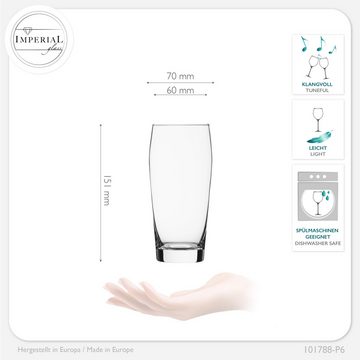 IMPERIAL glass Bierglas Willibecher aus Crystalline Glas 300ml (max. 375ml), Crystalline Glas, Set 6 Stück Spülmaschinenfest Biergläser 0,3L Weißbierglas