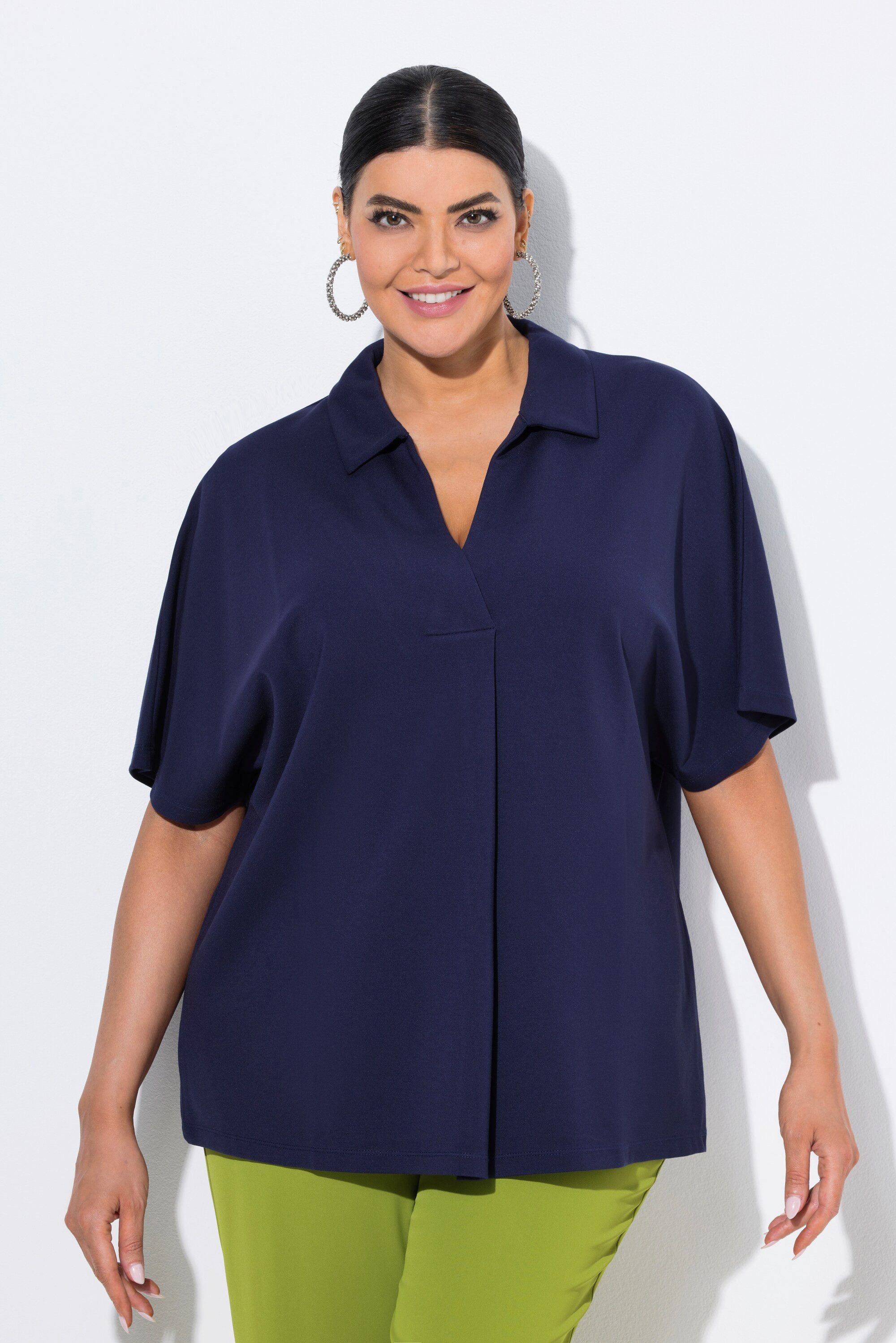 Ulla Popken Sweatshirt Sweatshirt Oversized Hemdkragen günstig online kaufen