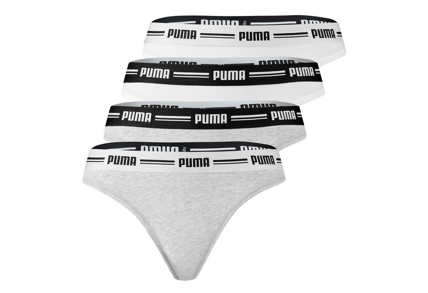 PUMA BODYWEAR String Soft Cotton Modal (Set) Webgummibund, Logo, 4er Pack