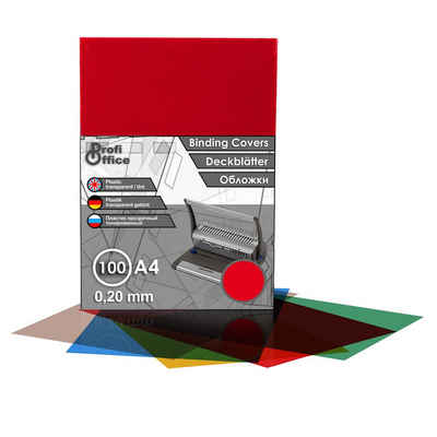 ProfiOffice Bindegerät ProfiOffice 100 Deckblätter A4, rot-transparent, glänzend, PVC, glänzend
