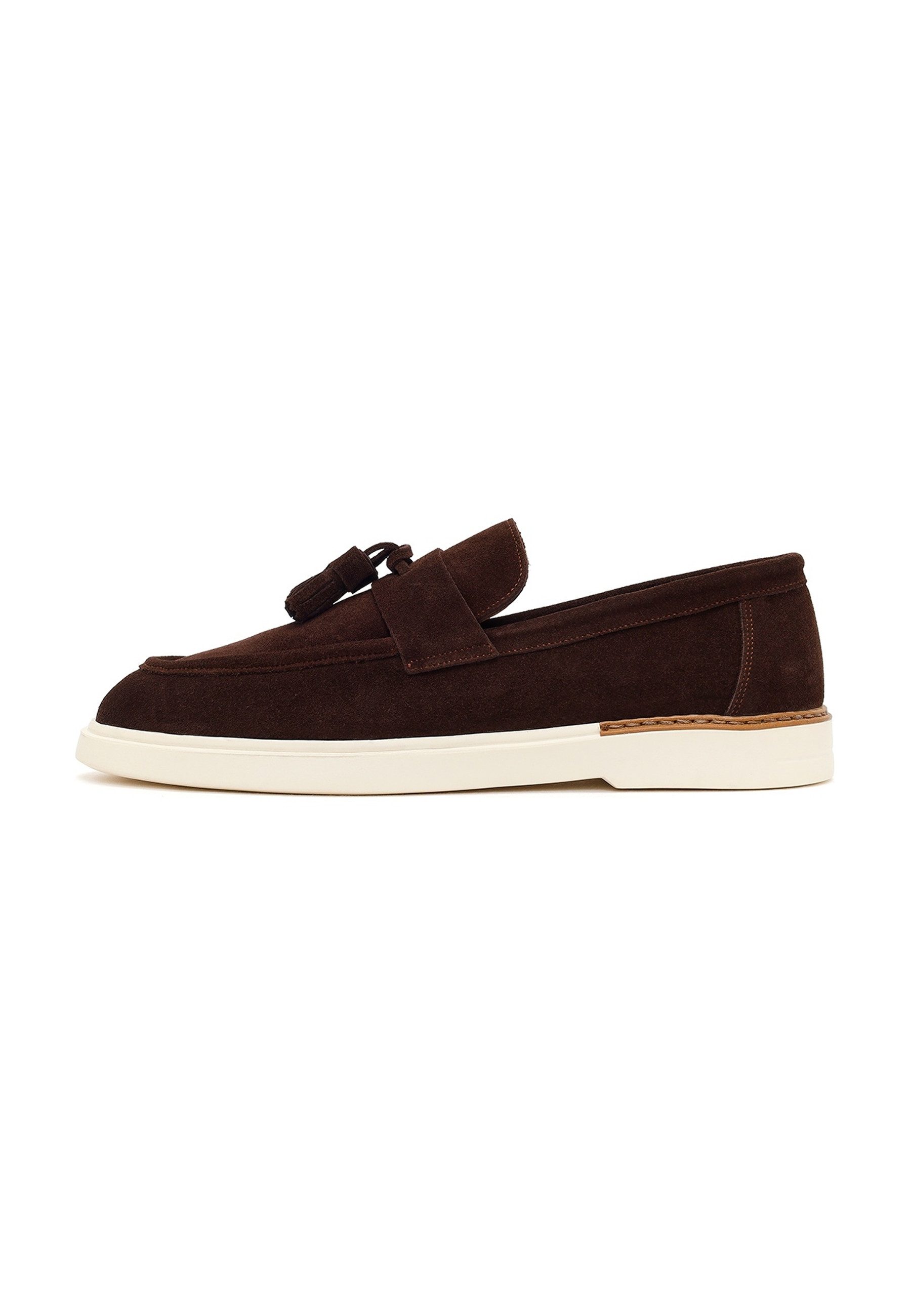 Derimod Loafer aus Veloursleder Loafer Wildleder-Obermaterial, Lederfutter, EVA-Sohle, Quastendetail
