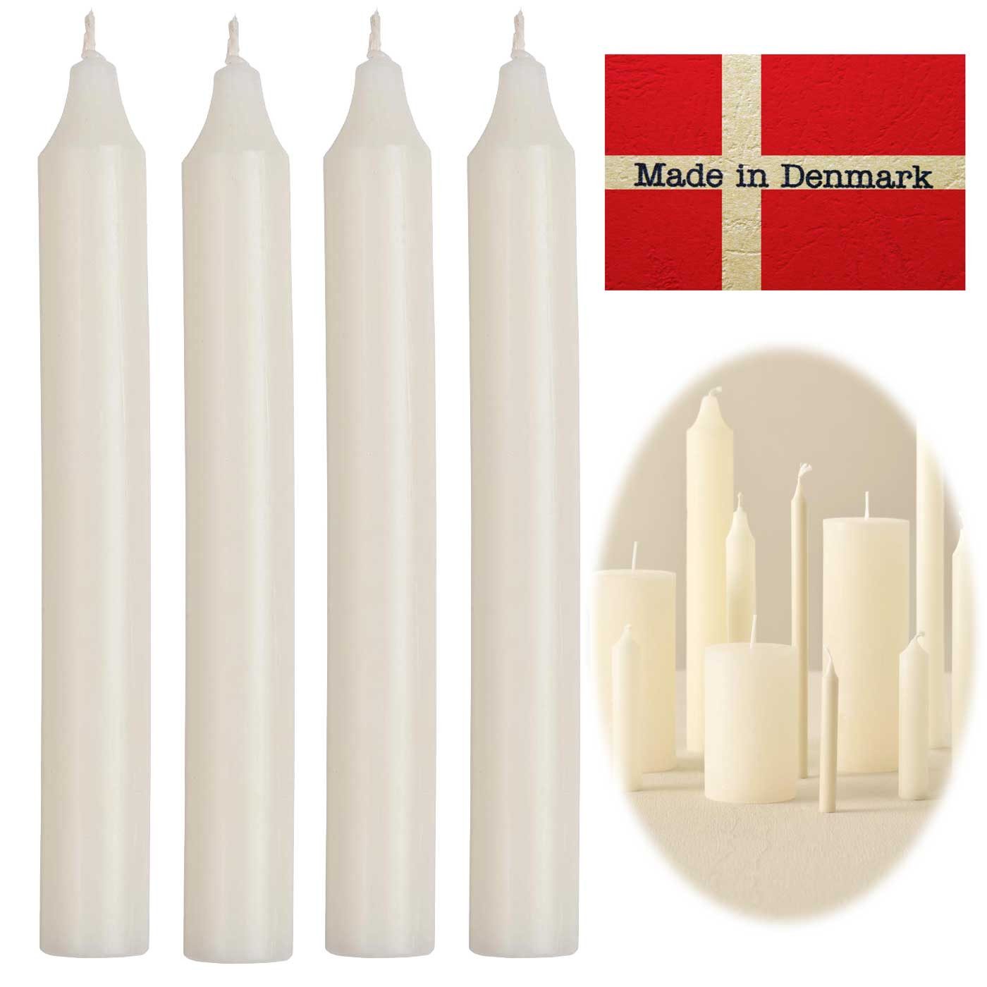 LS-LebenStil Tafelkerze Exklusive Stabkerzen Ribe Rustik 4´er Set Elfenbein 18x2,2cm (Made in Denmark - iB Laursen Denmark - Unparfümiert Spitzkerzen Tafelkerzen, 4-tlg., für Tischdeko Hochzeit Taufe Advent Weihnachten)