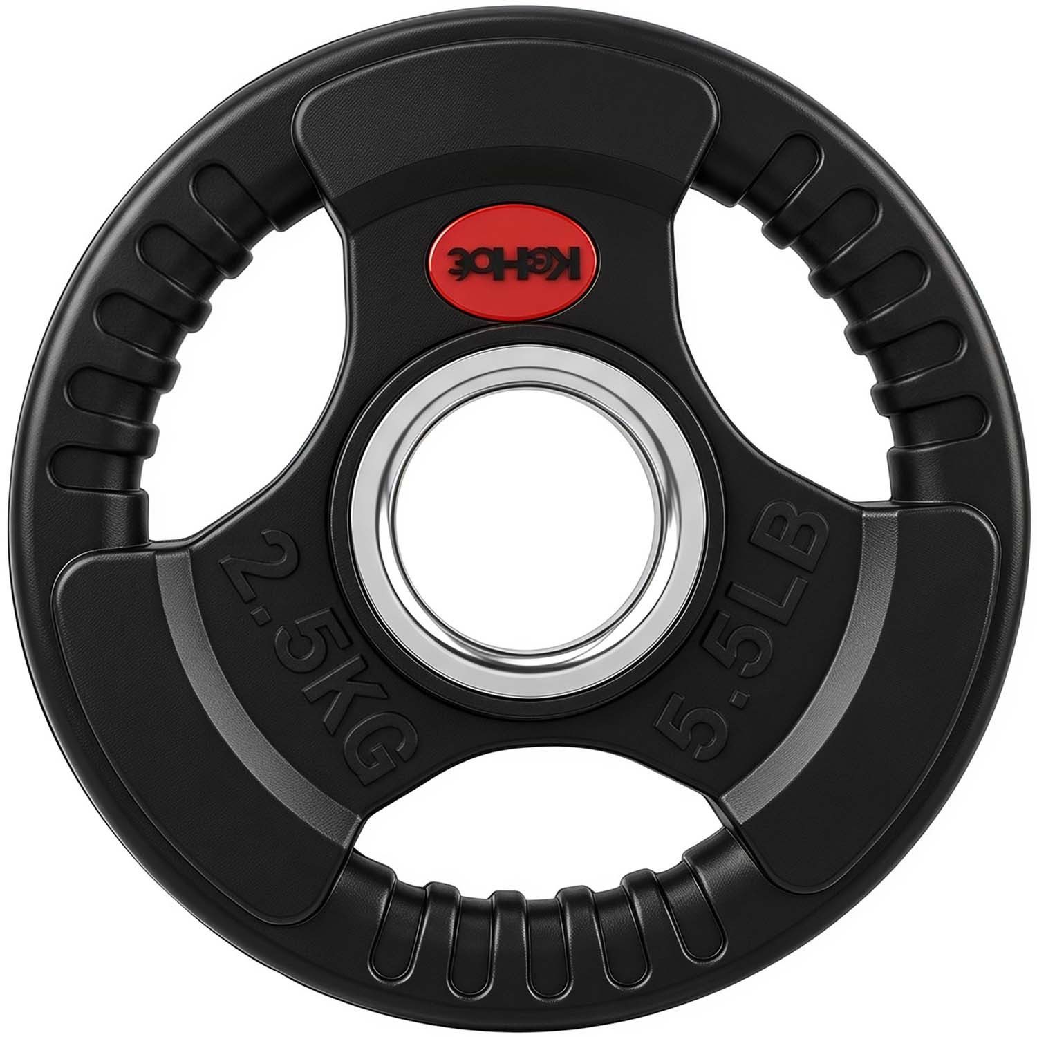 kehot Hantelscheiben Hantelscheiben mit 50 mm Bohrung 2,5/5/10/20 kg aus Gusseisen, 2.5 kg, (Einzelscheibe zum flexiblen Ergänzen vorhandener Gewichte, 1-tlg., 2,5 kg für Techniktraining und kleine Gewichtsschritte), 3-Griff-Design für einfaches Greifen, Tragen und Auflegen