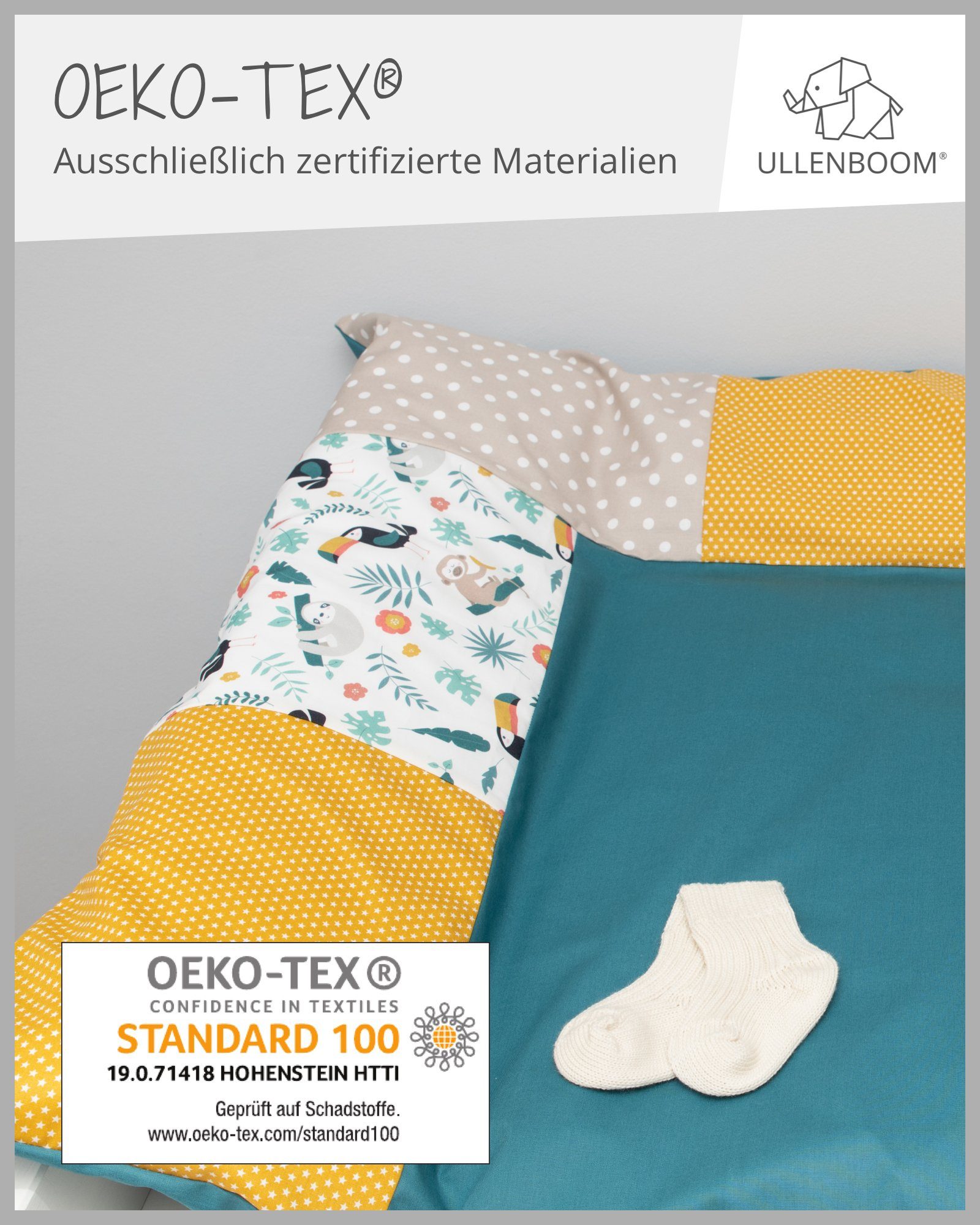 ULLENBOOM ® Wickelauflagenbezug Wickelauflagenbezug Dschungel in mit EU), 100% Baumwolle (Made cm Bezug 75x85 Hotelverschluss