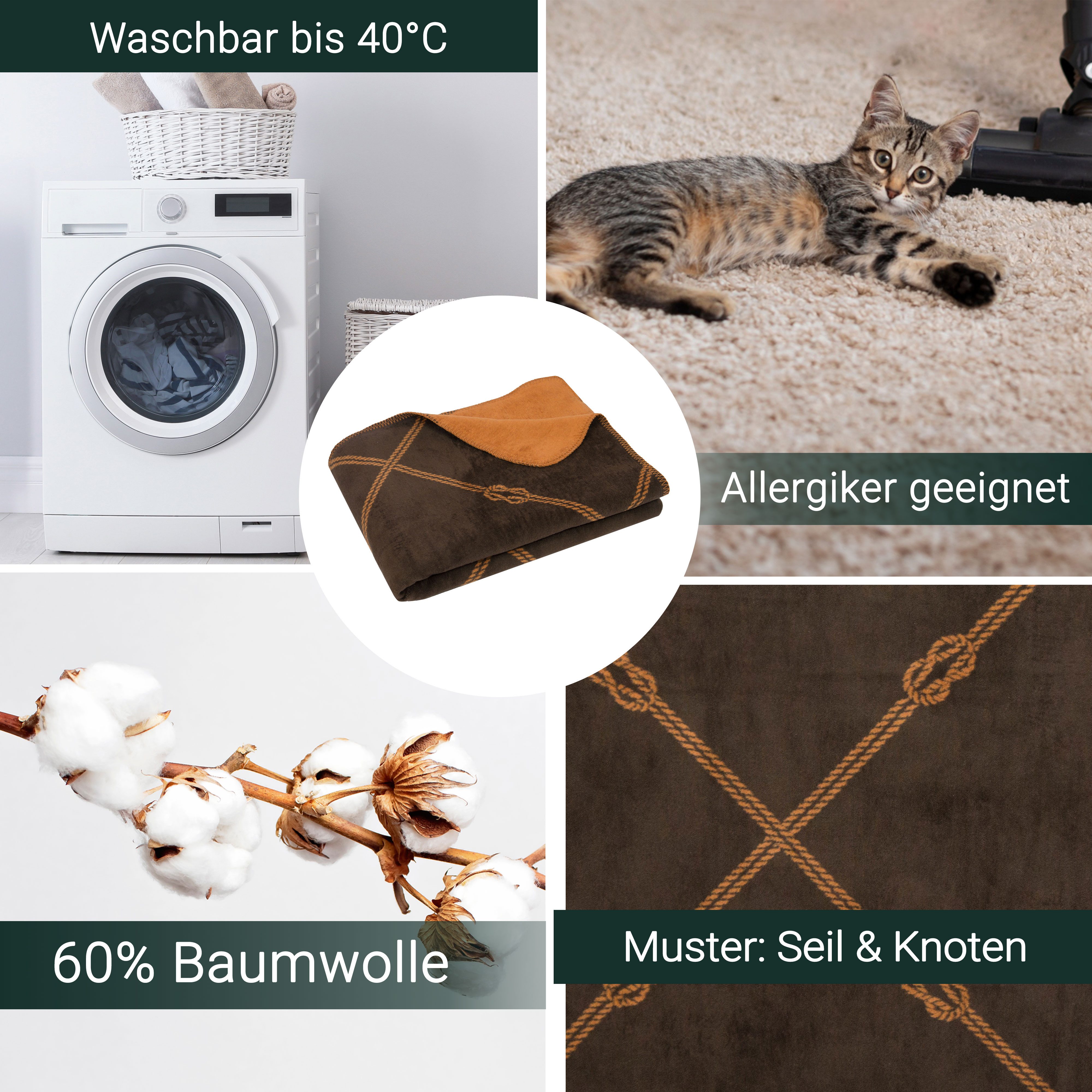 Wohndecke, ZOLLNER, Knotendesign, 150 x 200 günstig online kaufen