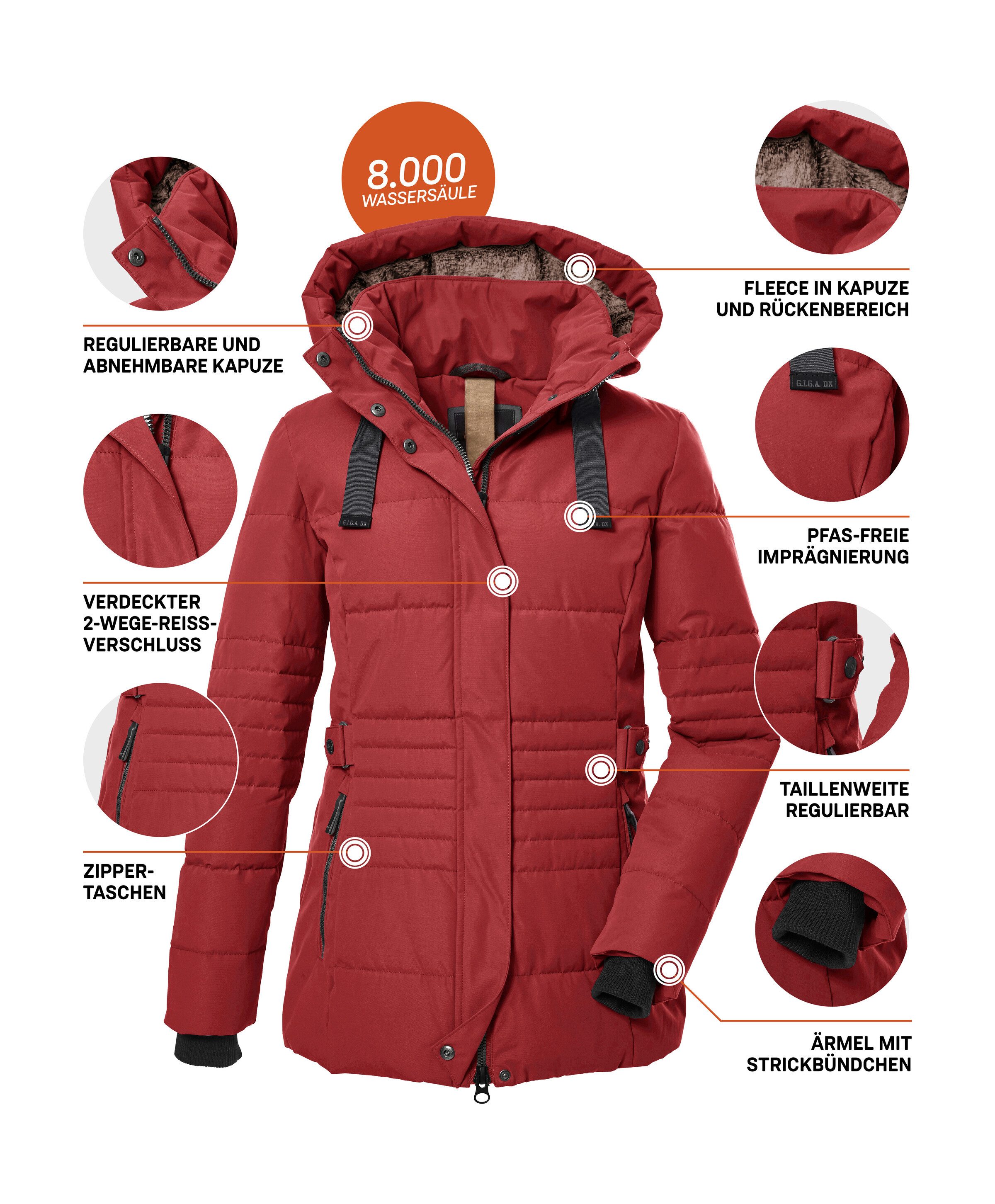 G.I.G.A. DX by killtec Steppjacke GW 25 WMN QLTD JCKT Taillierte Winterjacke, wasserabweisend, winddicht, abnehmbare Kapuze