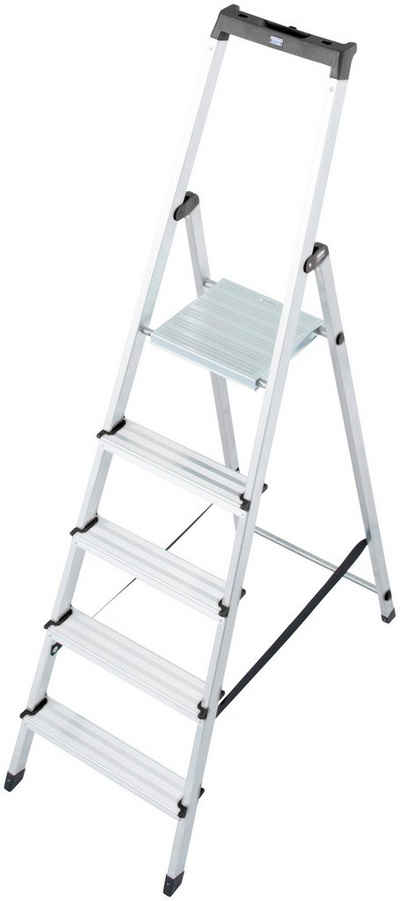 KRAUSE Stehleiter Solidy, Aluminium, 1x5 Stufen, Arbeitshöhe ca. 305 cm