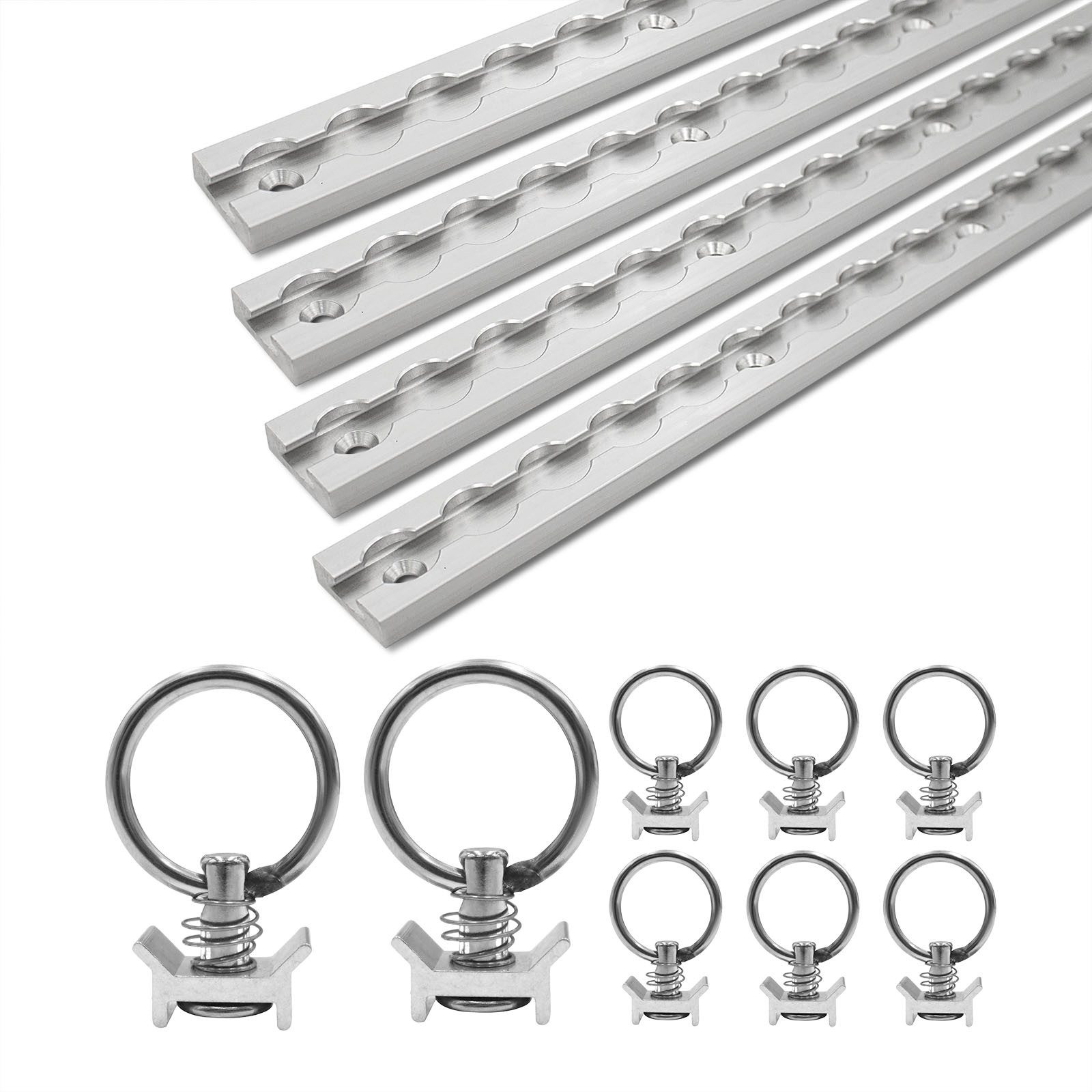 solidpro Spanngurt Airlineschiene 4 1 Meter eckig silber mit 8 Ösen, TÜV zertifiziert (Set, 4-St., mit 8 Zurrösen)