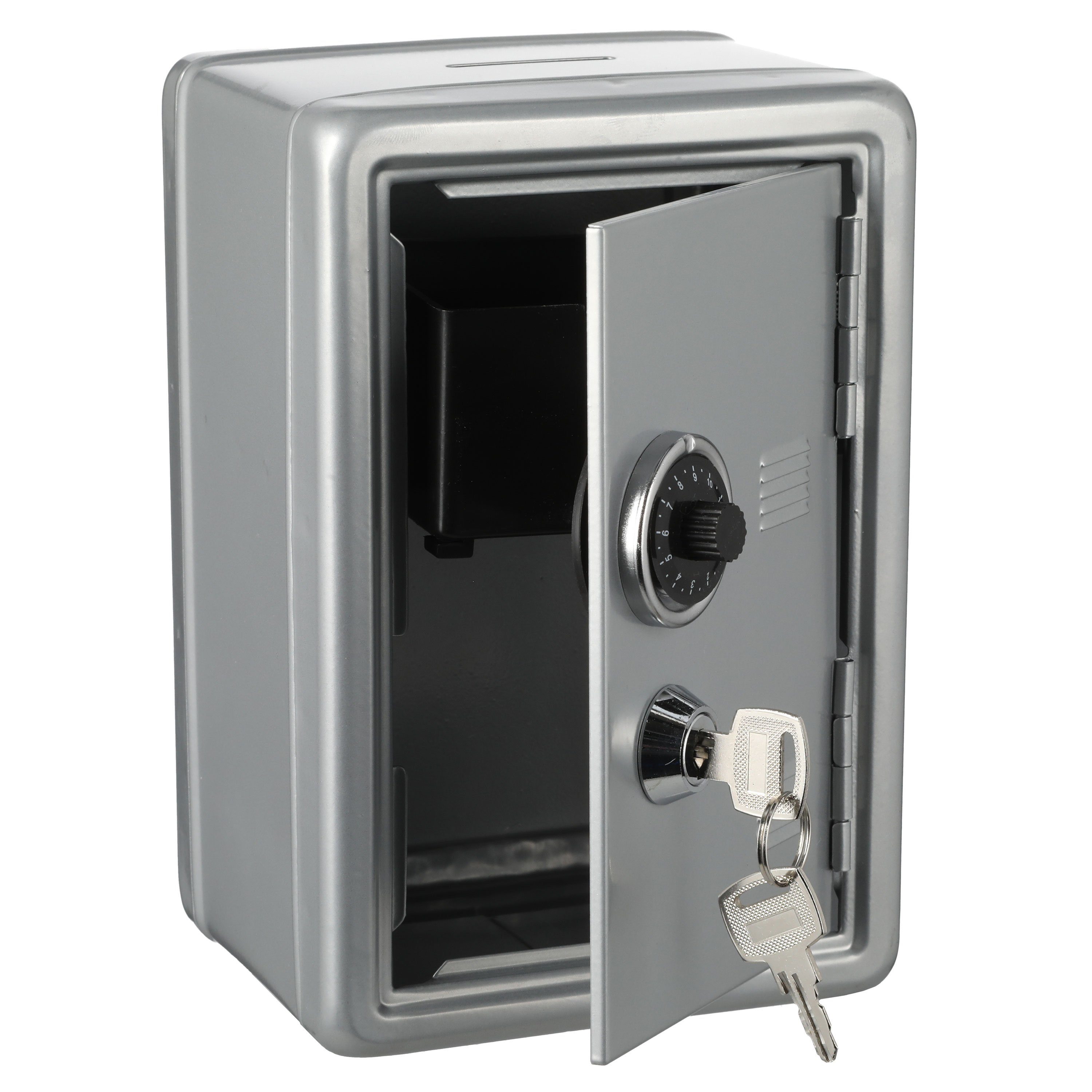 CEPEWA Spardose Spardose Tresor Metall silber 12x18x10cm – Bild 4 von 5