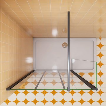 duschspa Duschwand Glaswand Walk in Dusche Duschwand Trennwand mit Flipper-Panel, Einscheibensicherheitsglas, Sicherheitsglas, (Set), Glas, Nano Glas