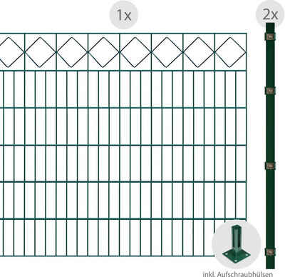 Arvotec Doppelstabmattenzaun ESSENTIAL 120 zum Aufschrauben "Karo" mit Zierleiste, (Set), Zaunhöhe 120 cm, Zaunlänge 2 - 60 m