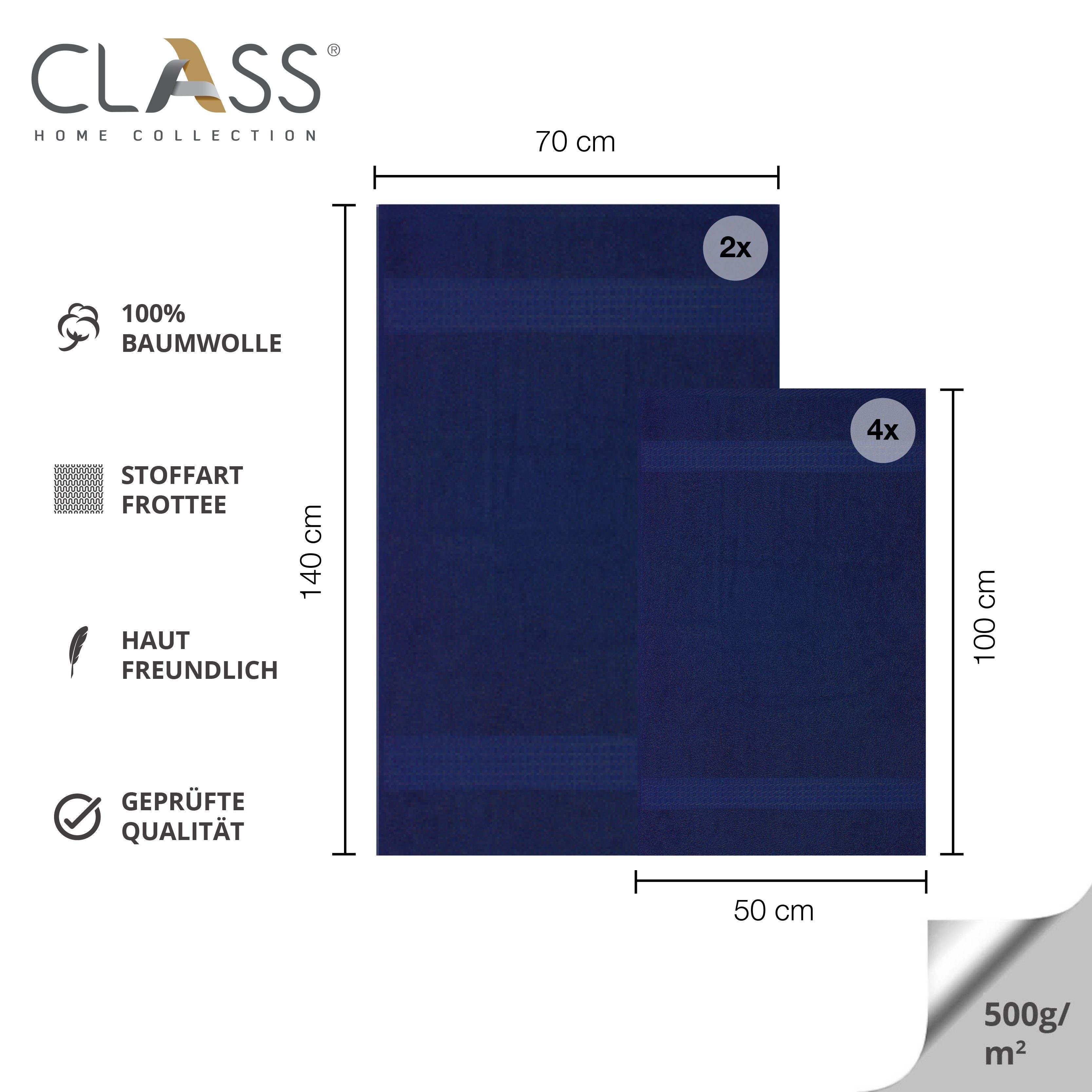 CLASS HOME COLLECTION Handtuch Set (Set, NAVY Baumwolle, 12-tlg) TLG Frottee 100% Set, 6 Handtücher