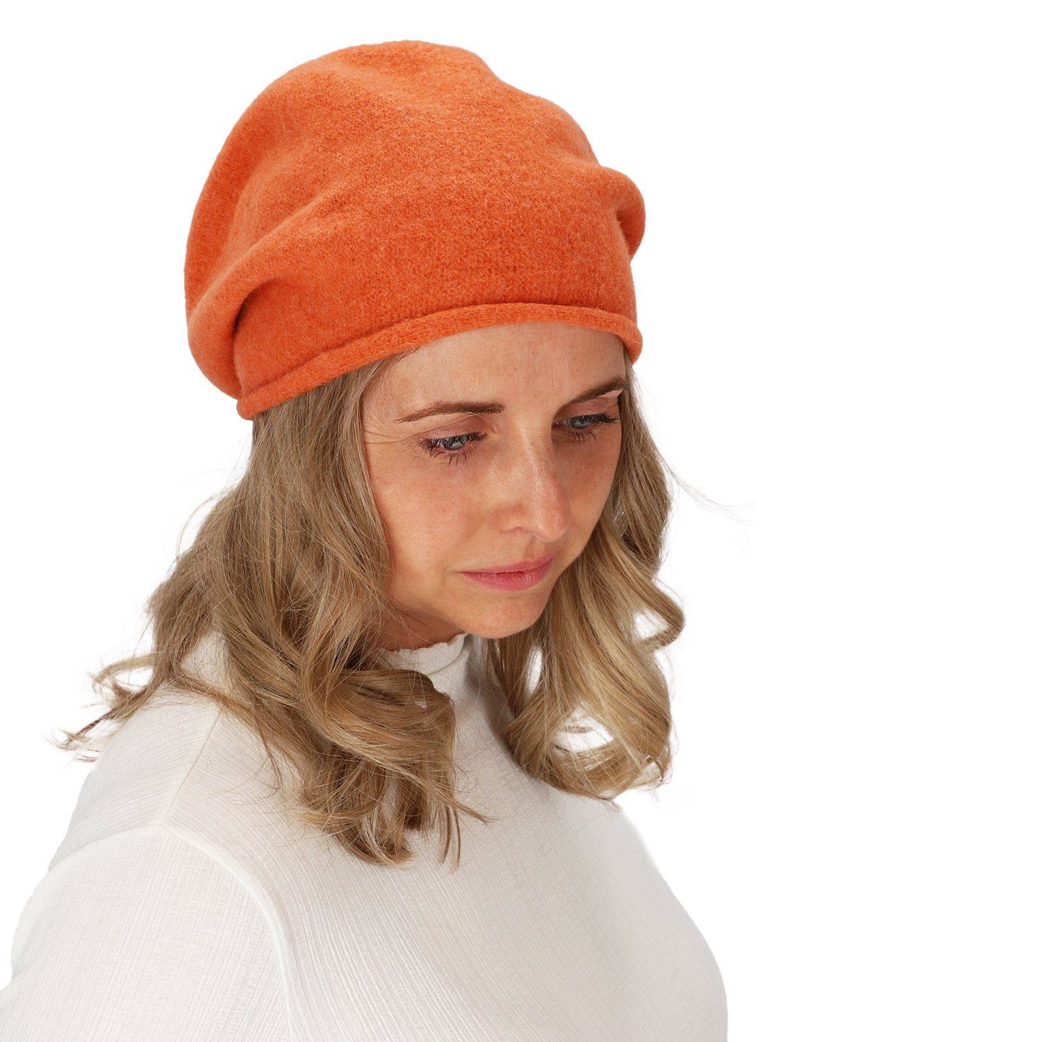 halsüberkopf Accessoires Beanie Mütze mit Rollrand modische Wintermütze orange