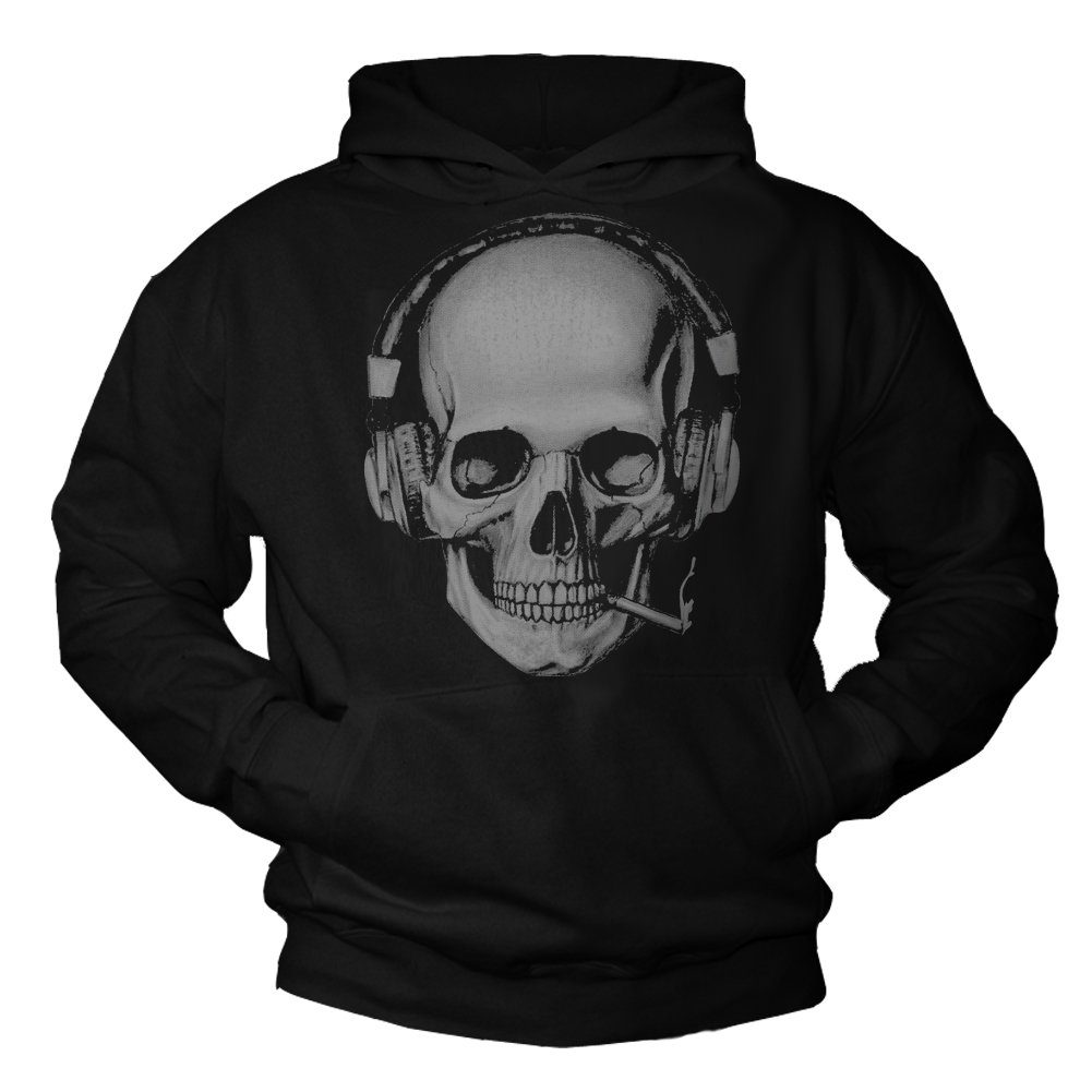 MAKAYA Kapuzenpullover Herren Totenkopf Sweatshirt Kopfhörer Hip Hop Skull Pulli Jungen