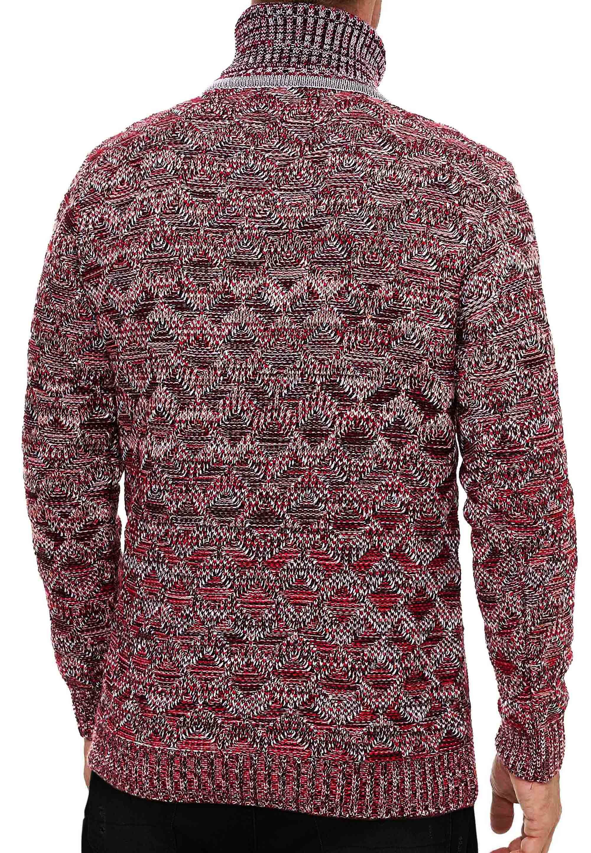 R-NEAL Rollkragenpullover Rollkragen Kontrast Pullover Freizeit Grob-Strick günstig online kaufen