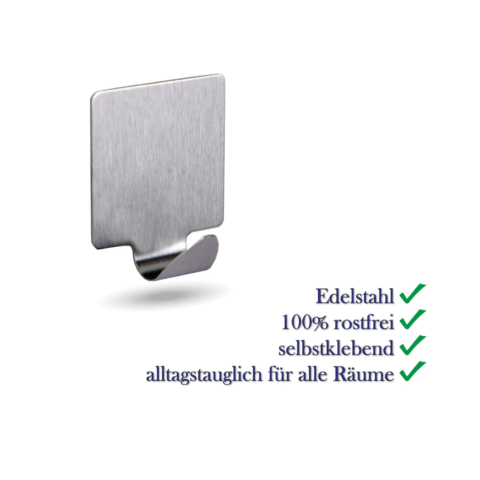 Bestlivings Wandhaken Wandhaken Edelstahl, selbstklebend, 4er, Badezimmer, Türen, Duschen, Badewannen, Vorhänge, Küche, (4-St), Silber aus Edelstahl, Rostfrei Aufhänger Bilderhaken ohne Bohren
