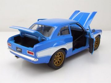 JADA Modellauto Ford Escort RS 2000 1974 blau weiß Brian Fast & Furious Modellauto, Maßstab 1:24