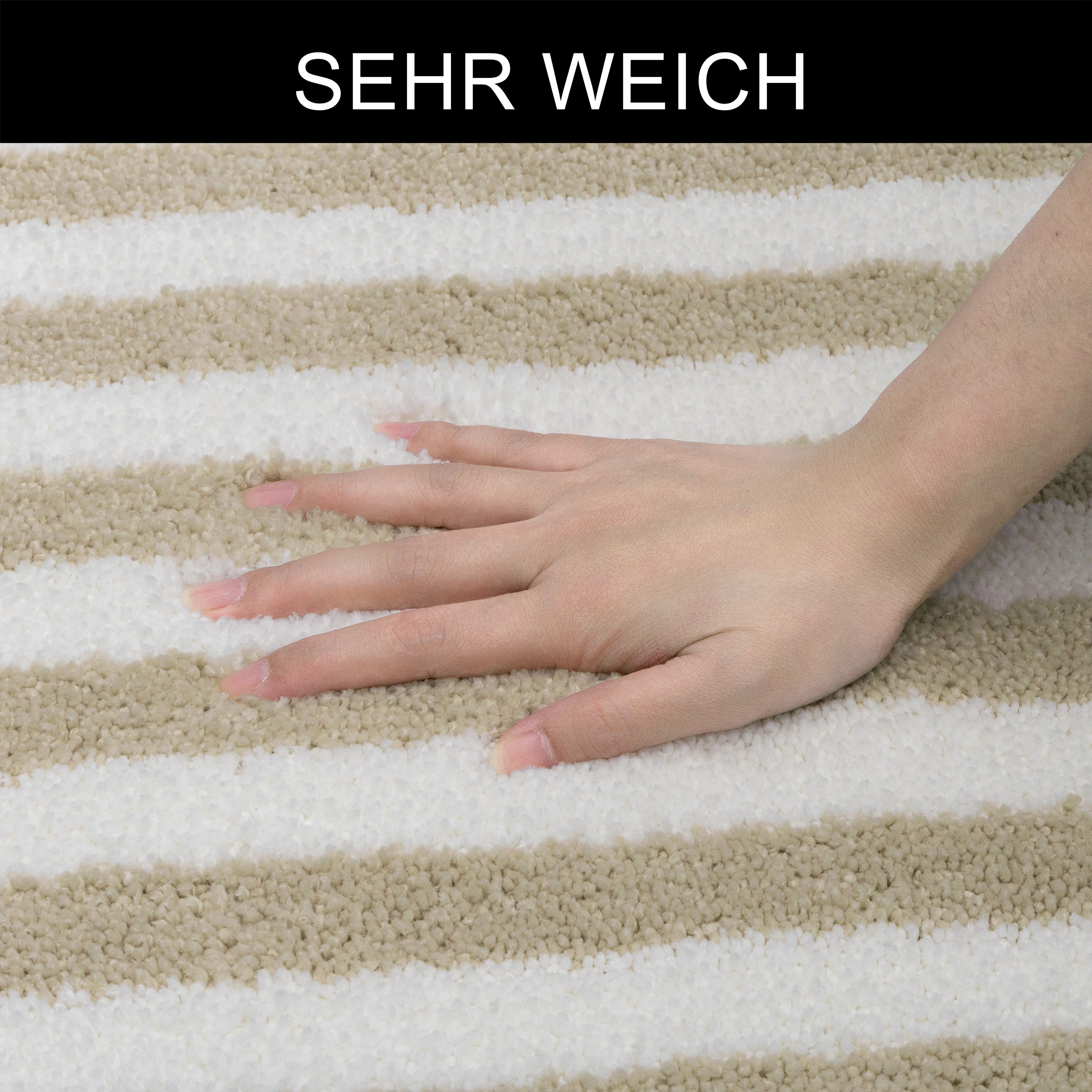 OTTO home Badematte Streifen, Jannika, Badvorleger, Badezimmer Teppich, Höhe 12 mm, rutschhemmend beschichtet, schnell trocknend, fußbodenheizungsgeeignet, Poly – Bild 3 von 5