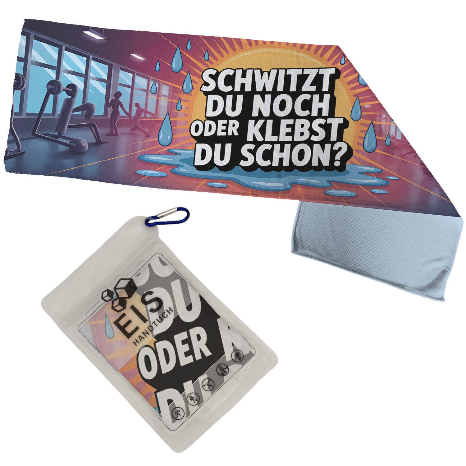 speecheese Sporthandtuch Schwitzt du noch oder klebst du schon? Eishandtuch für Sportler