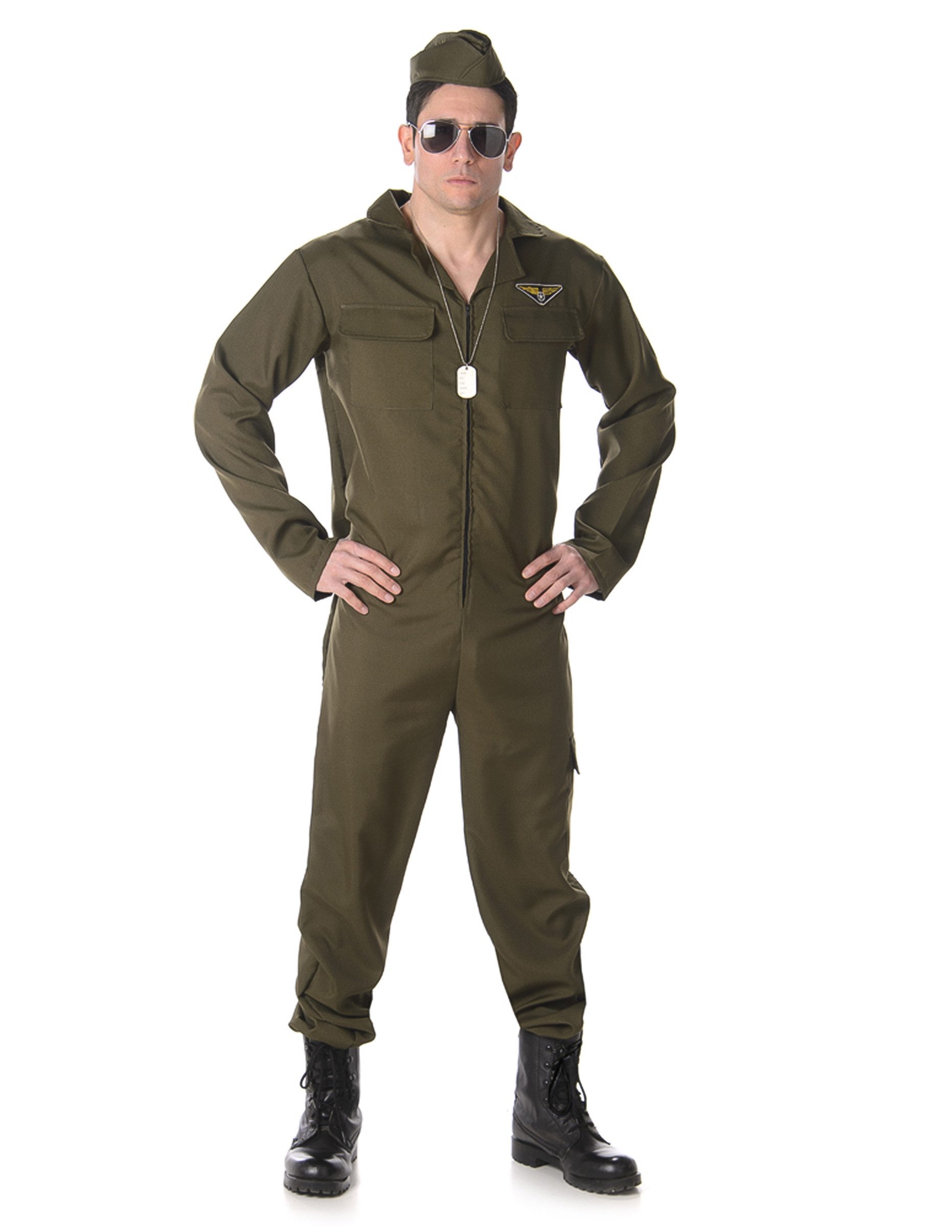 REDSUN Kostüm Jet-Pilot Kostüm für Herren grün