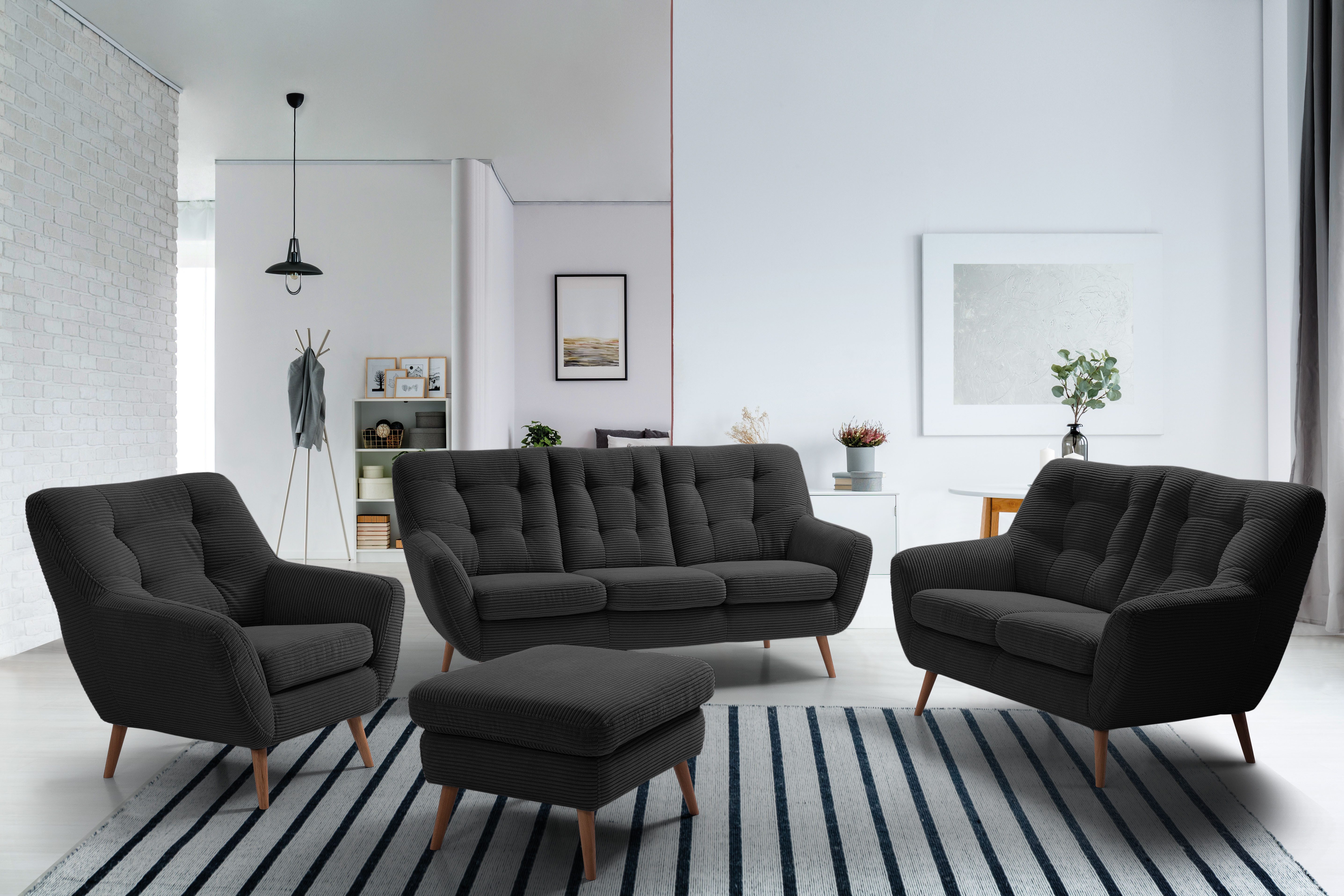 exxpo - sofa fashion 2-Sitzer "Scandi, bequem, aufwendige Rückenpolsterung günstig online kaufen