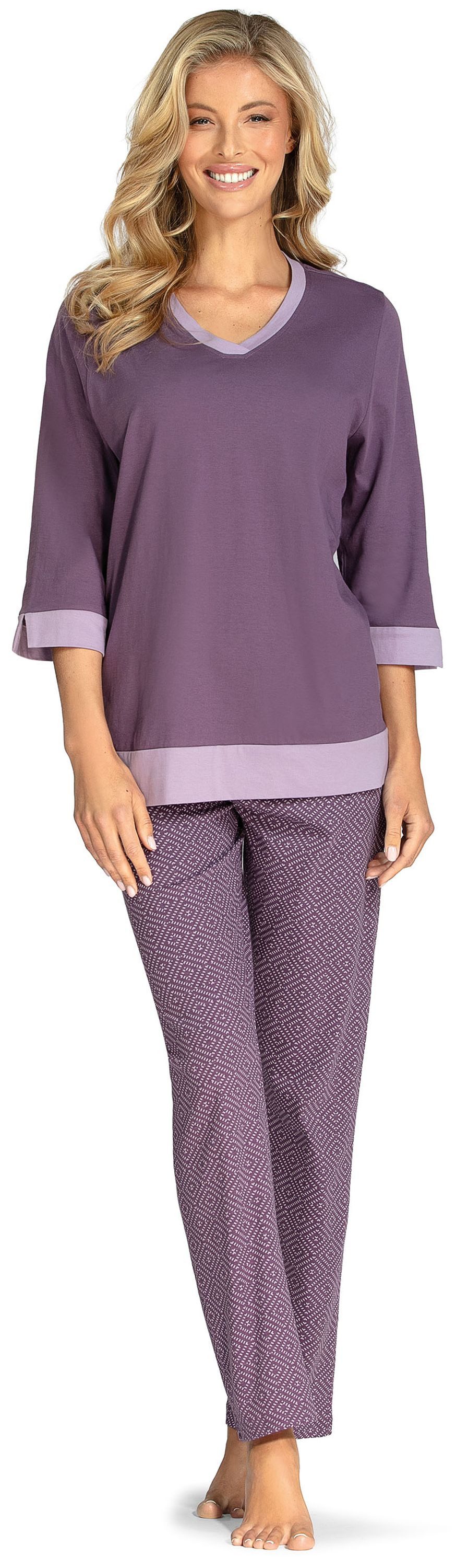 comtessa Schlafanzug Lovely Dreams (Set, 2 tlg., 2-teilig) Damen Pyjama lang Baumwolle 3/4 Arm große Größen