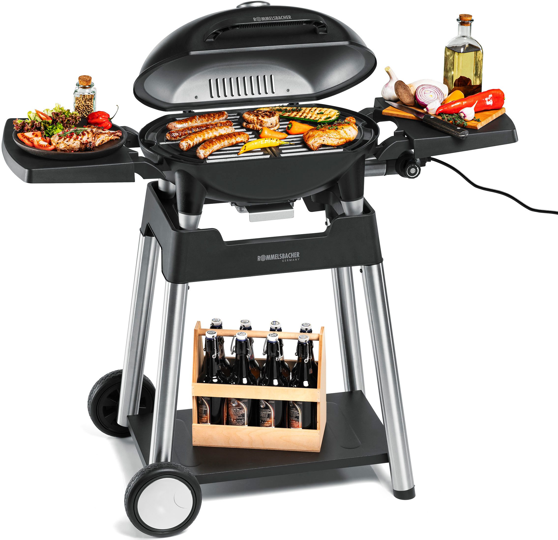 Rommelsbacher Elektrogrill BBQ 4100/S, 2200 W, BARBECUE GRILL MIT GRILLWAGEN